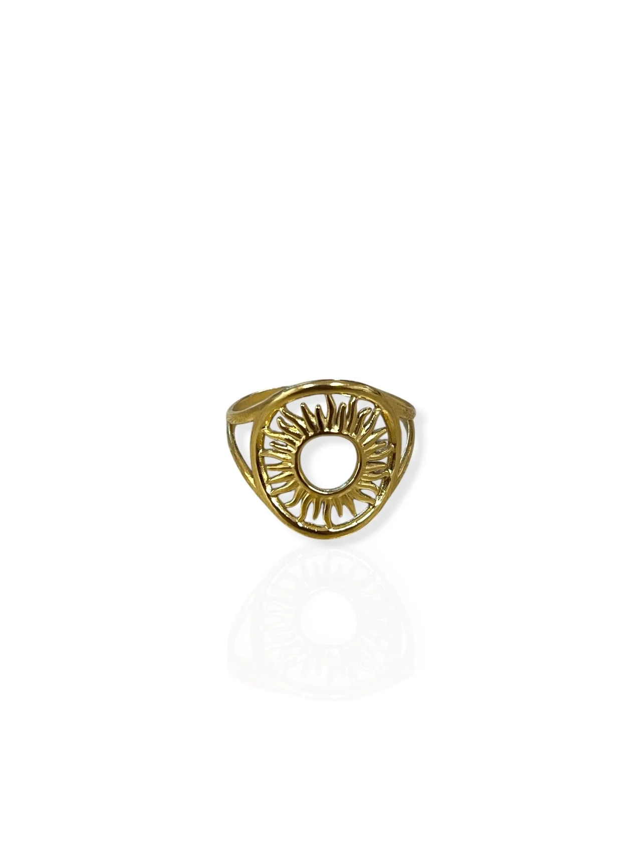 Anillo óvalo sol dorado