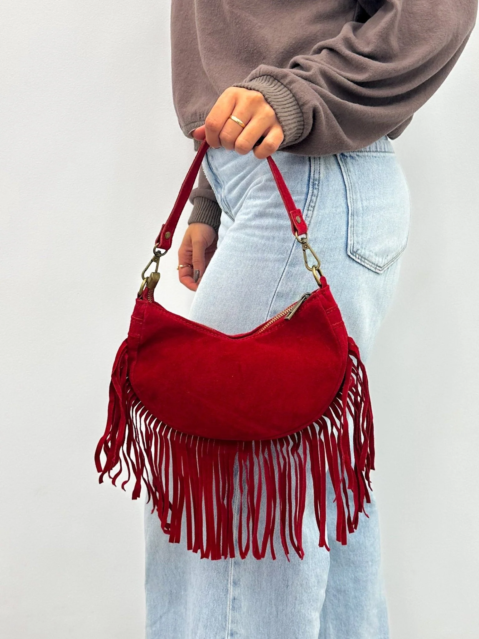 Bolso flecos piel rojo - Image 3