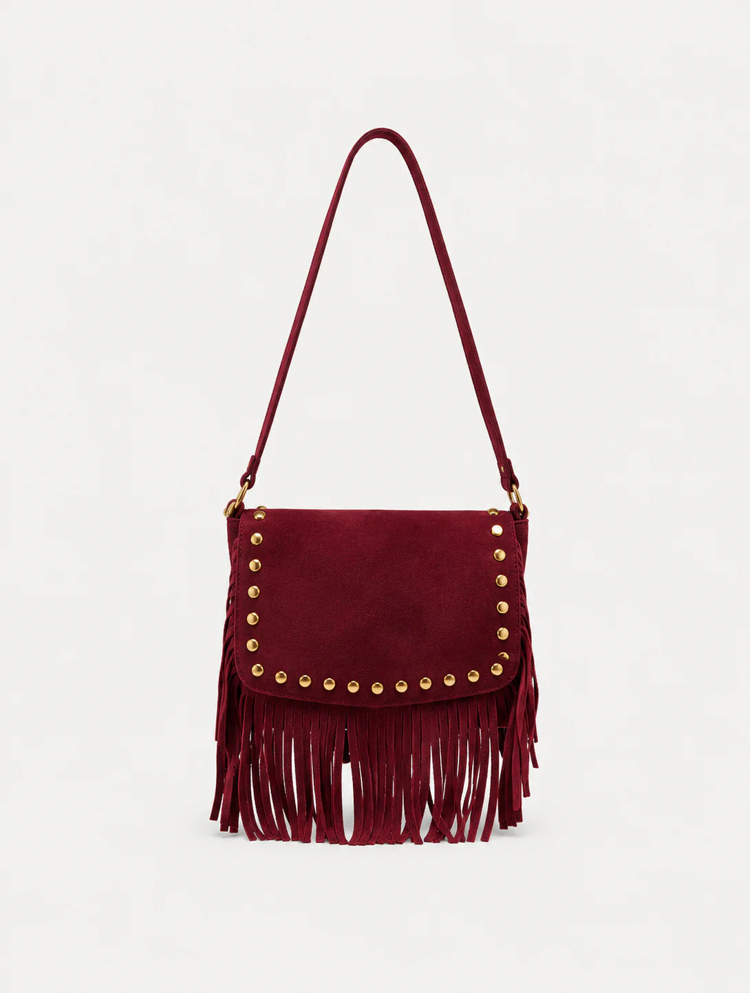 Bolso flecos tachuelas burdeos - Image 2