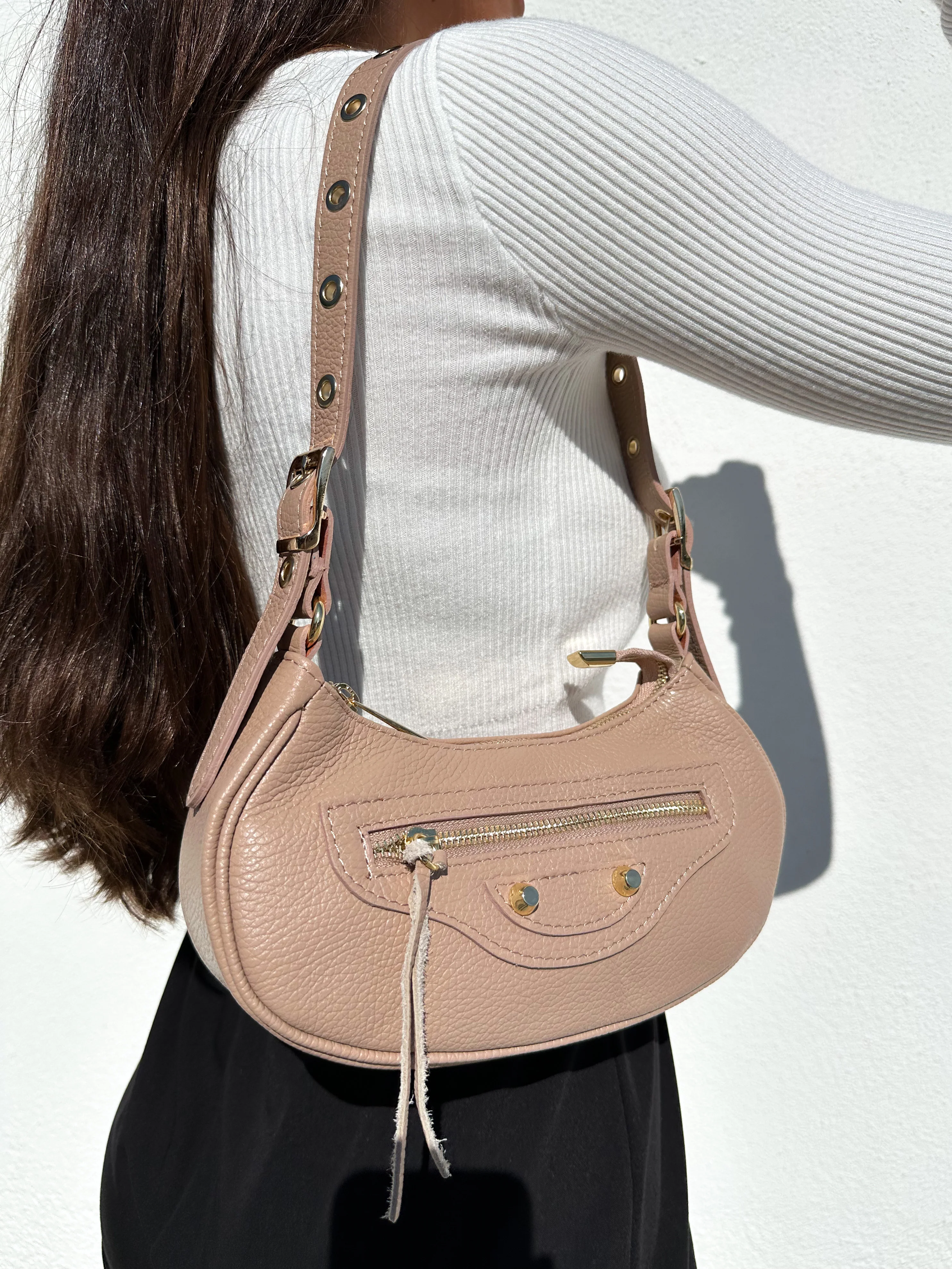 Bolso hombro baguette beige - Image 3