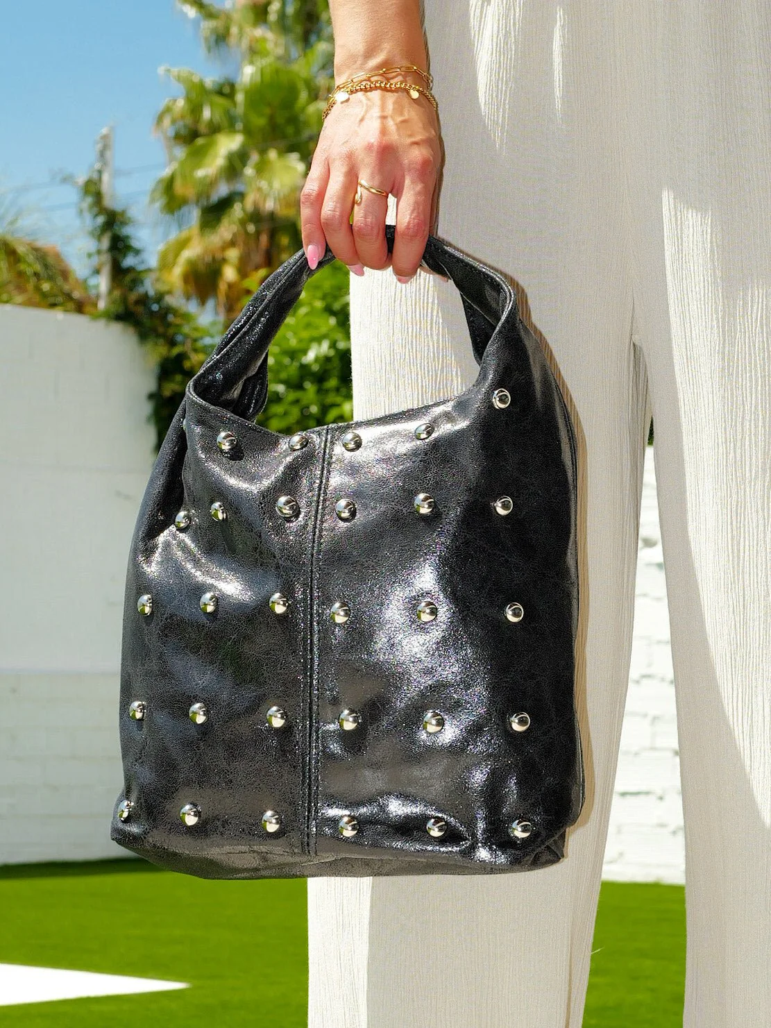 Bolso hombro tachas negro - Image 3