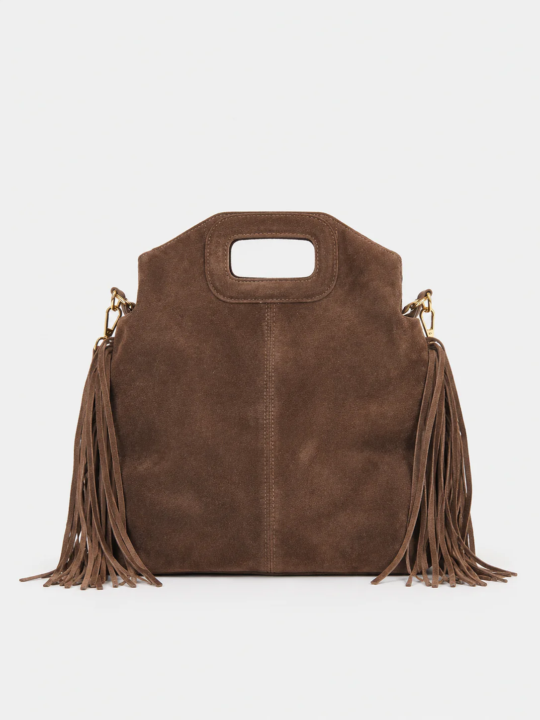 Bolso liso piel flecos chocolate - Image 2