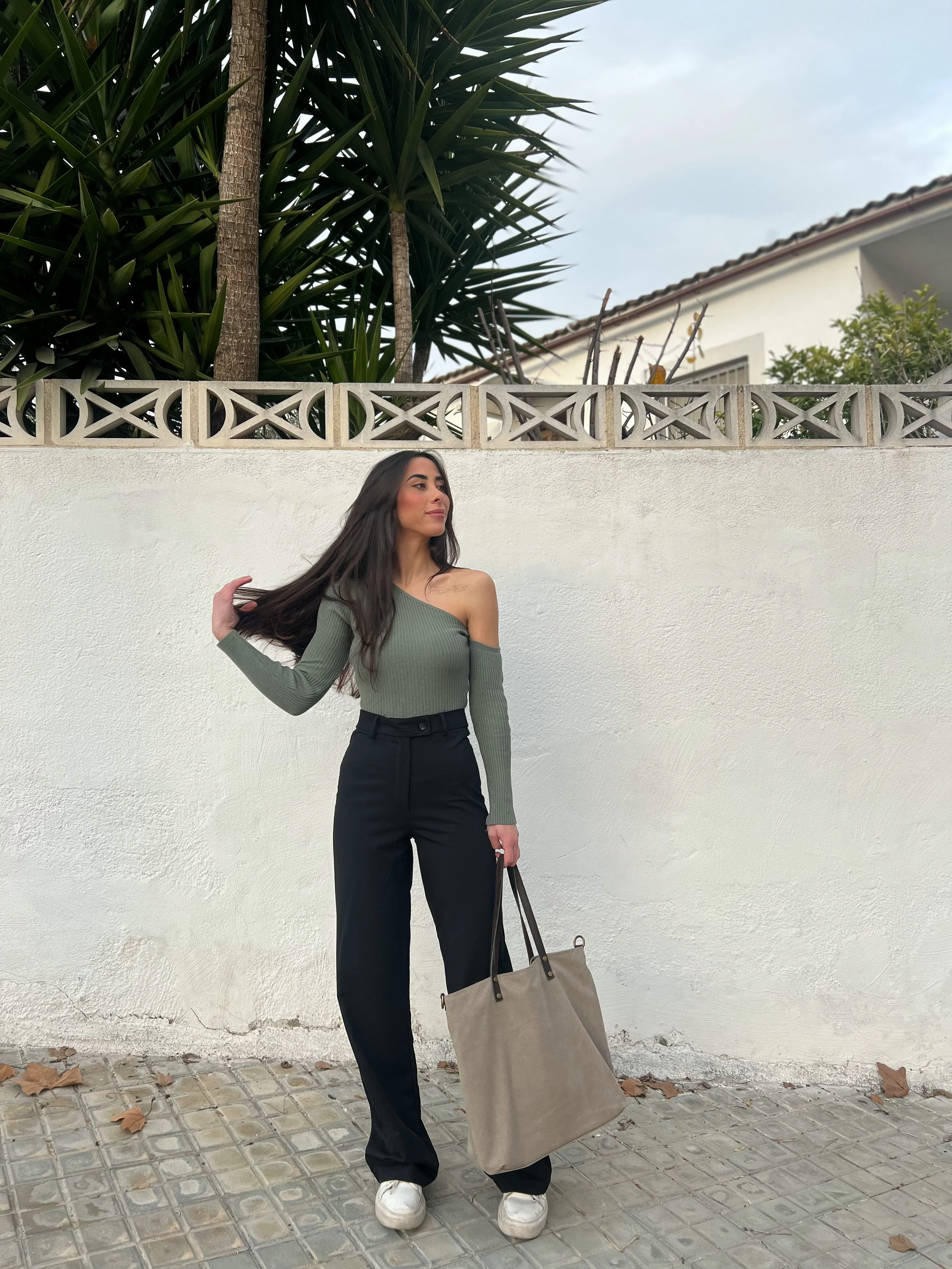 Bolso maxi nylon beige - Image 3