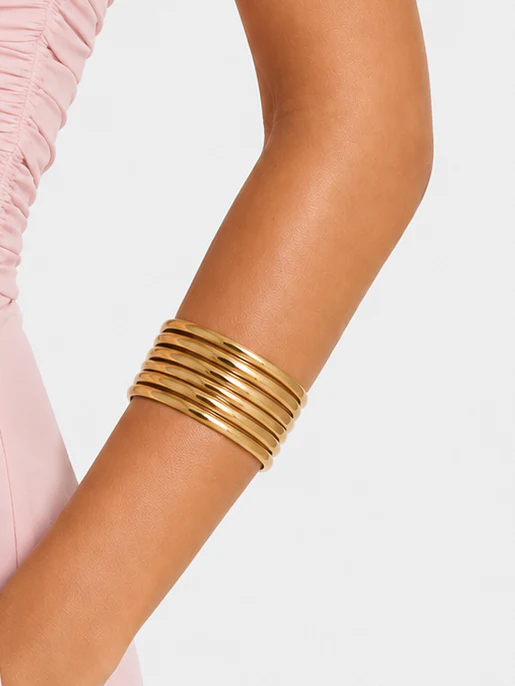 Brazalete aros asimétrico dorado - Image 2