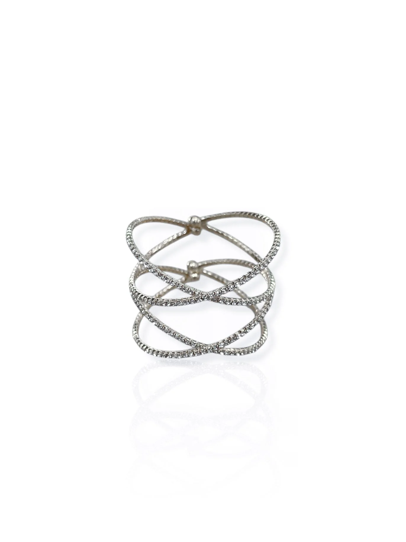 Brazalete cruzado brillos plateado - Image 3