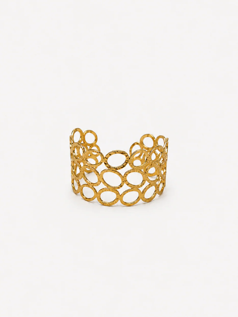 Brazalete óvalos picados dorado