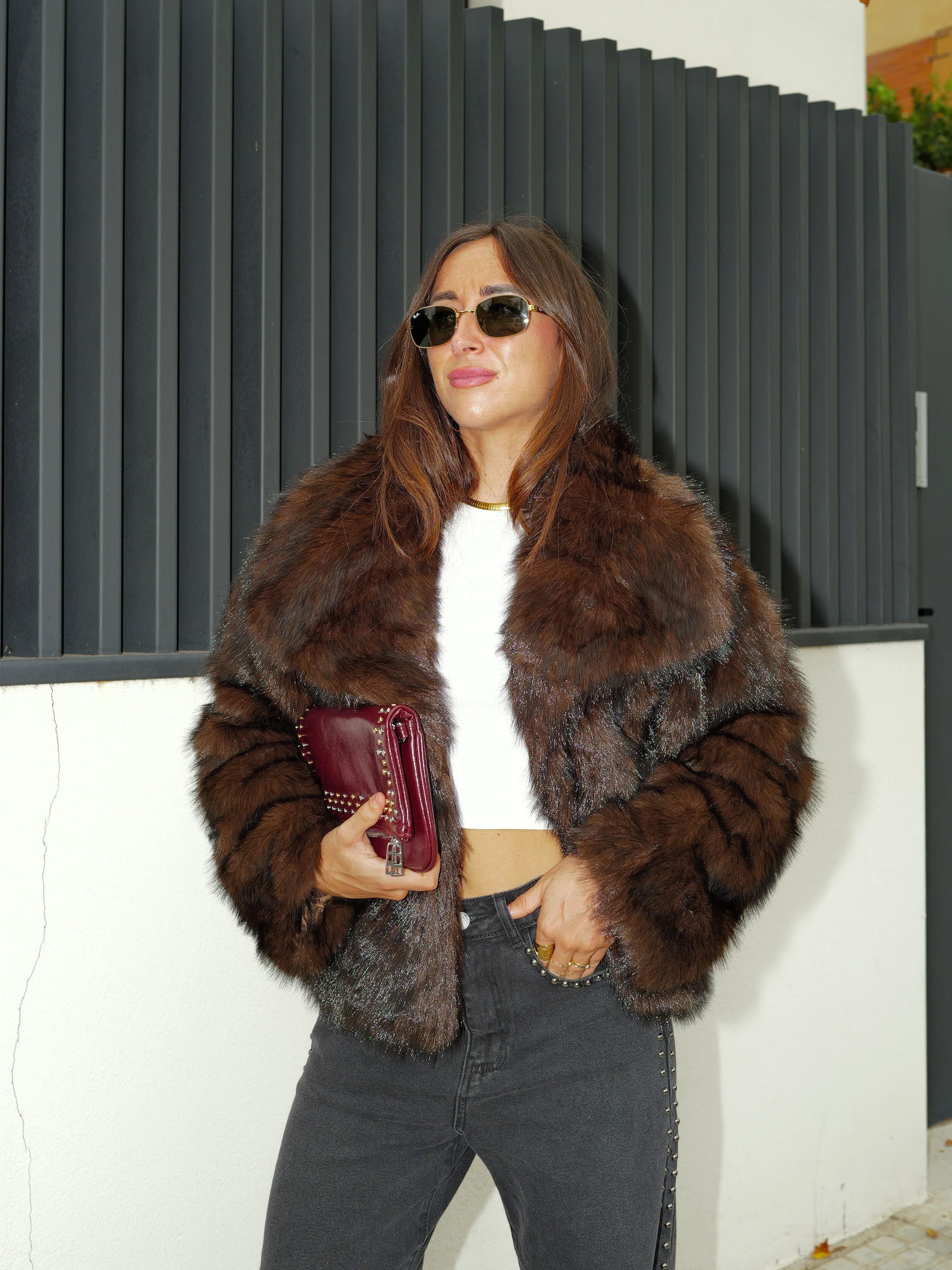Chaqueta pelo solapa chocolate - Image 4