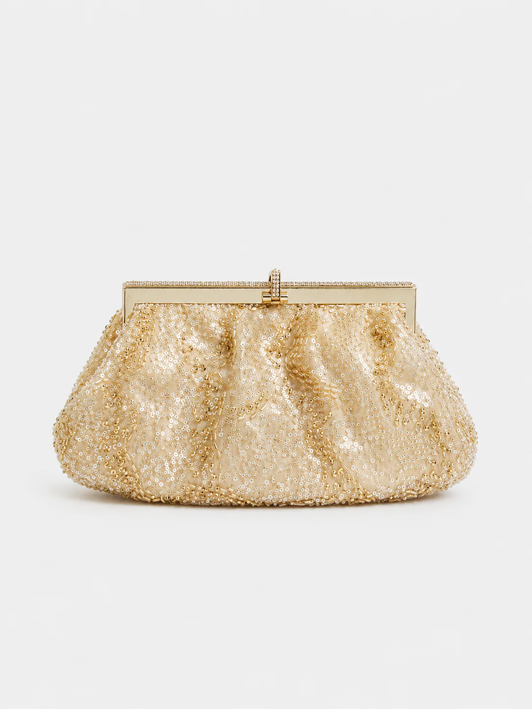 Clutch bombonera lentejuelas dorado - Image 2