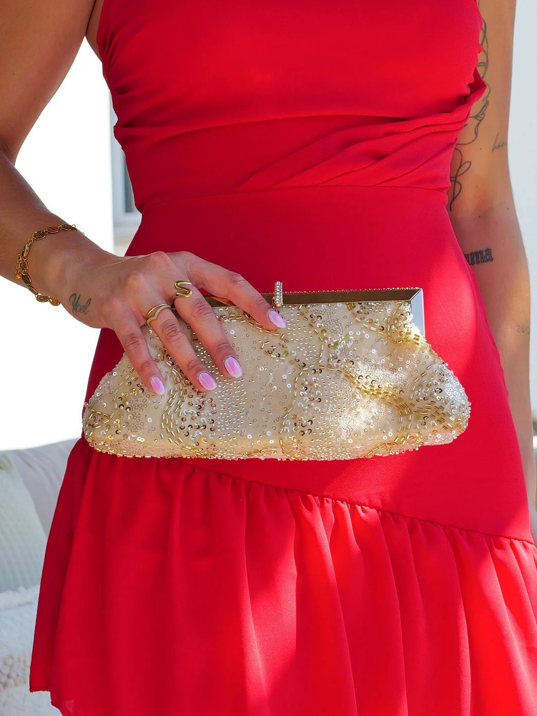 Clutch bombonera lentejuelas dorado - Image 6