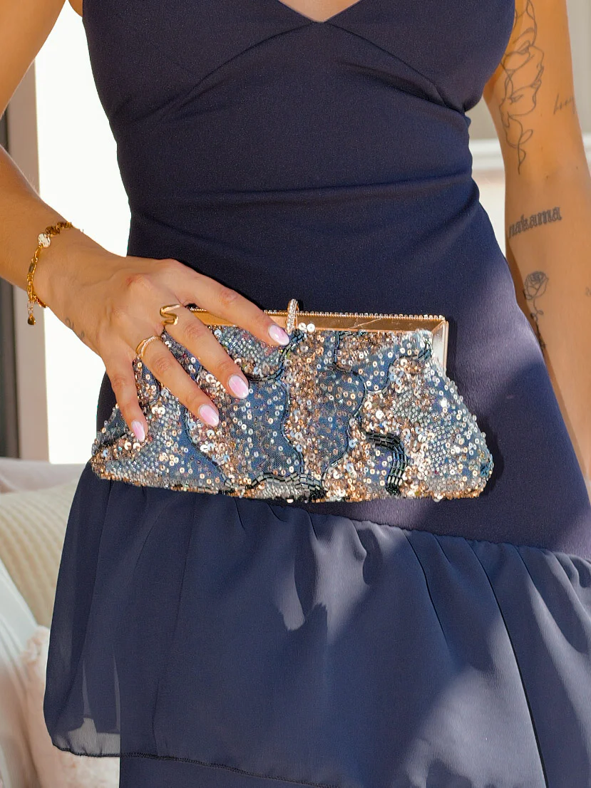 Clutch bombonera lentejuelas marino - Image 5