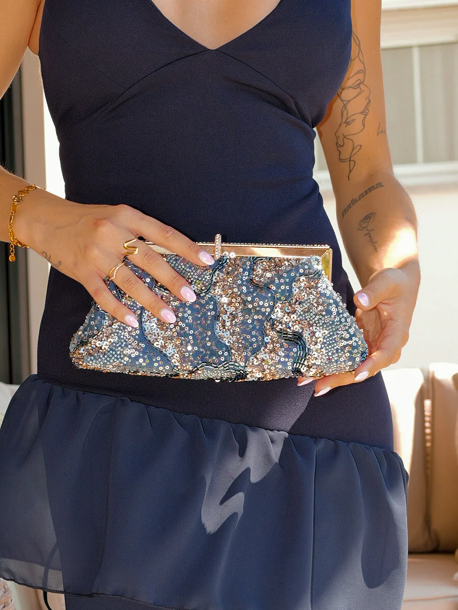 Clutch bombonera lentejuelas marino - Image 6