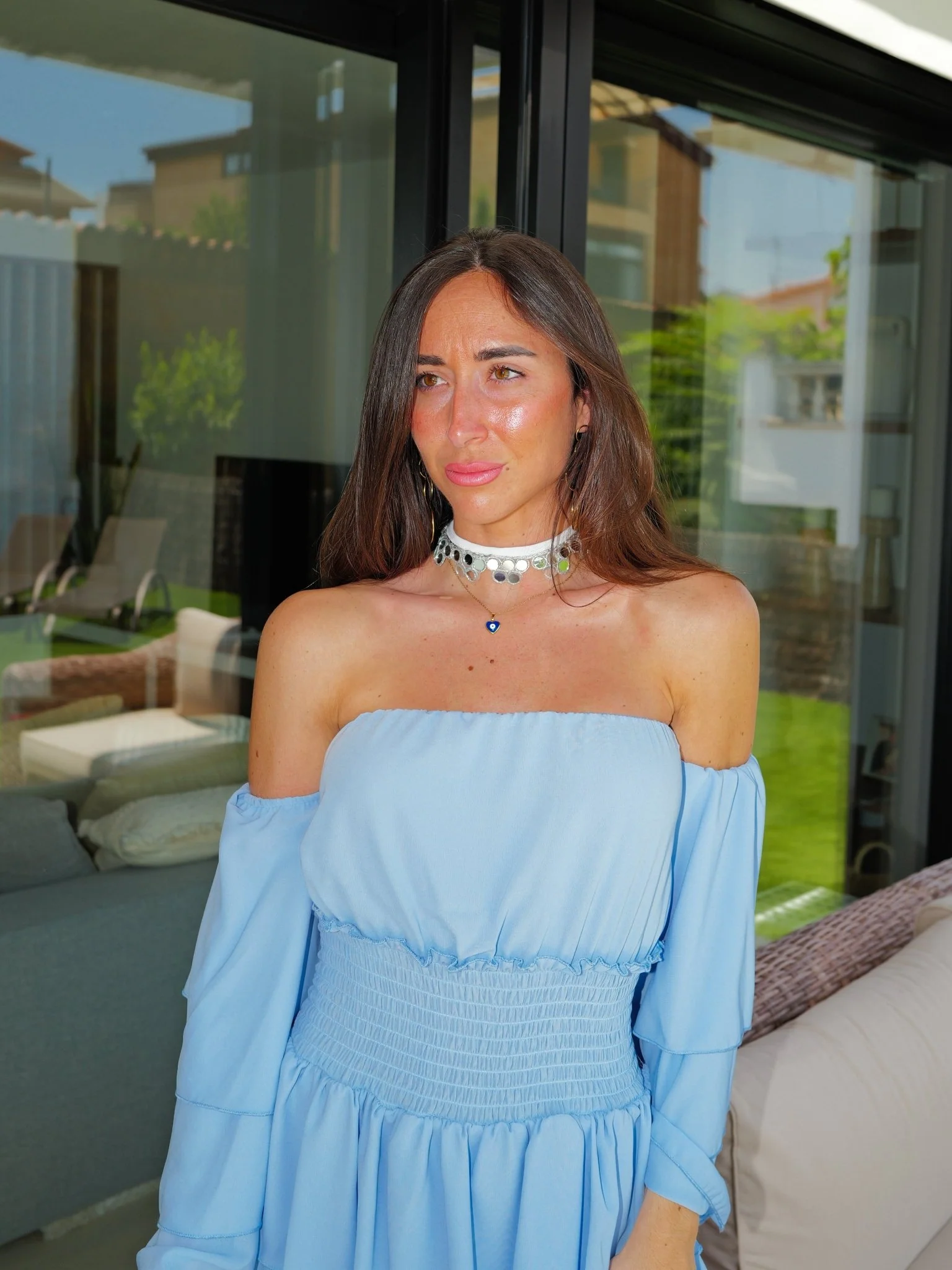 Collar choker espejo plateado - Image 3