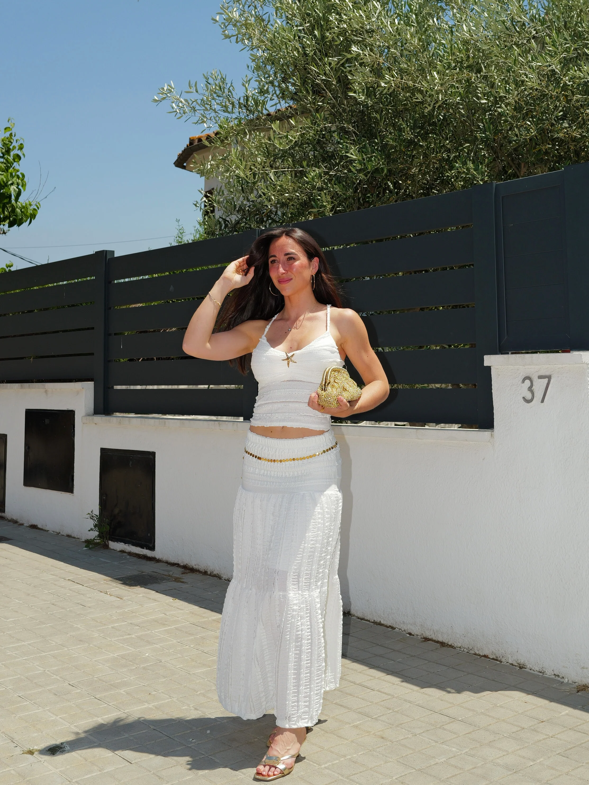 Conjunto drapeado encaje blanco - Image 5