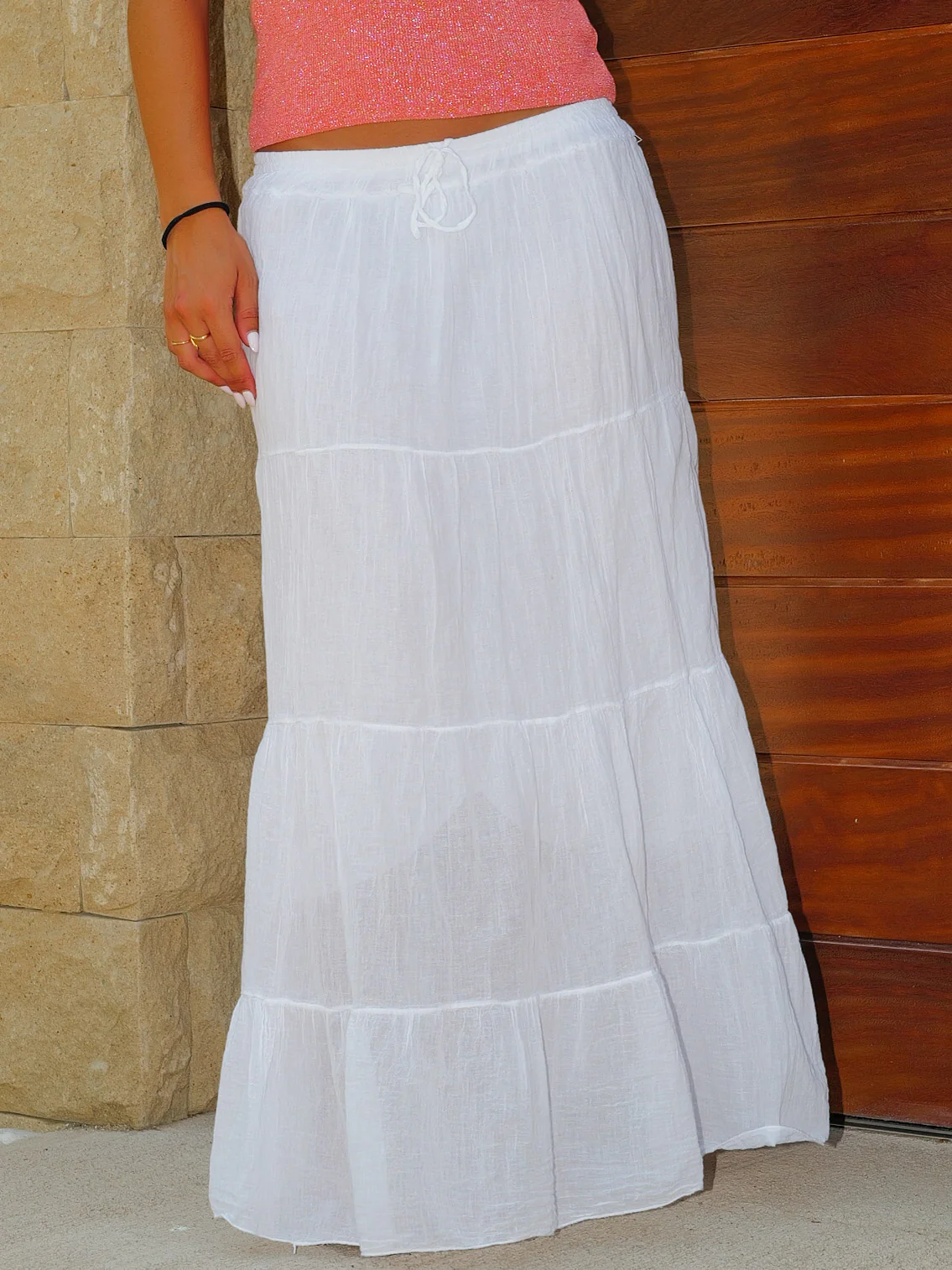 Falda midi cordón blanca - Image 5