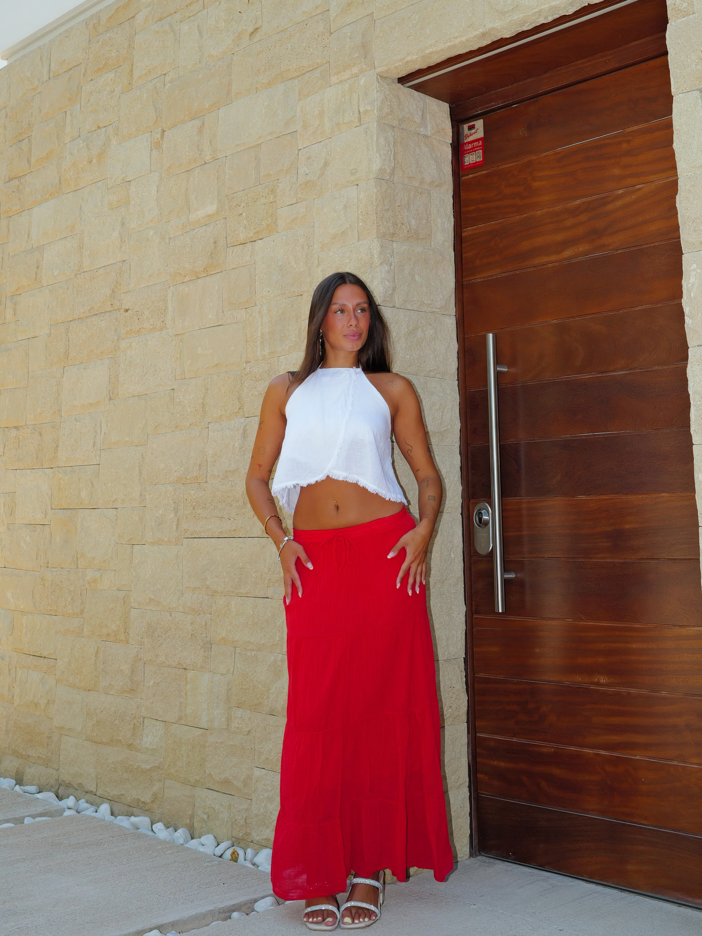 Falda midi cordón roja - Image 4