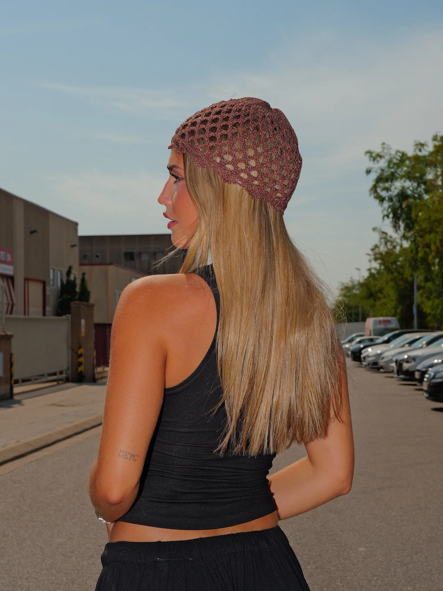Gorro casquete crochet chocolate - Image 4