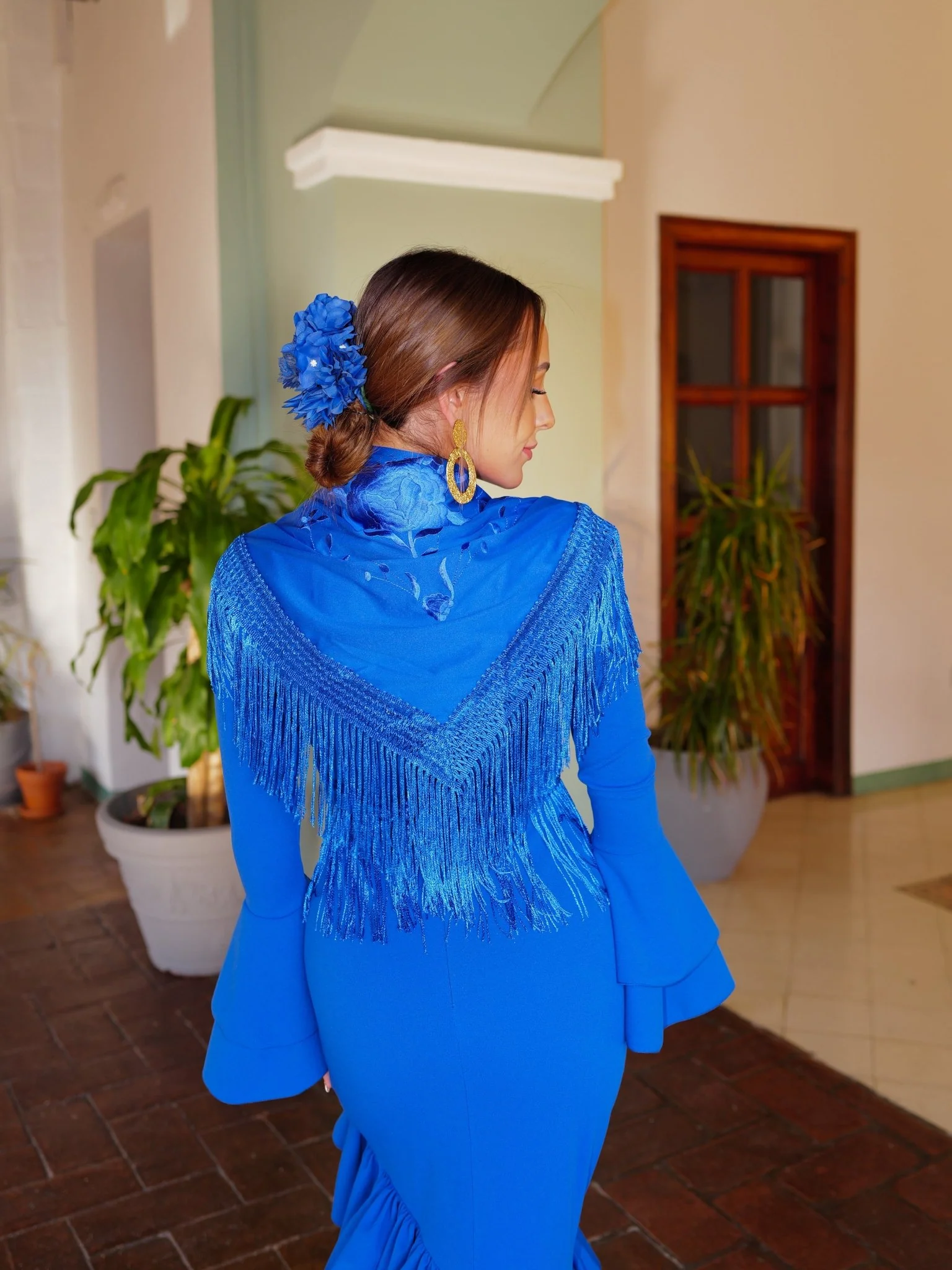 Mantón flamenca bordado flores klein