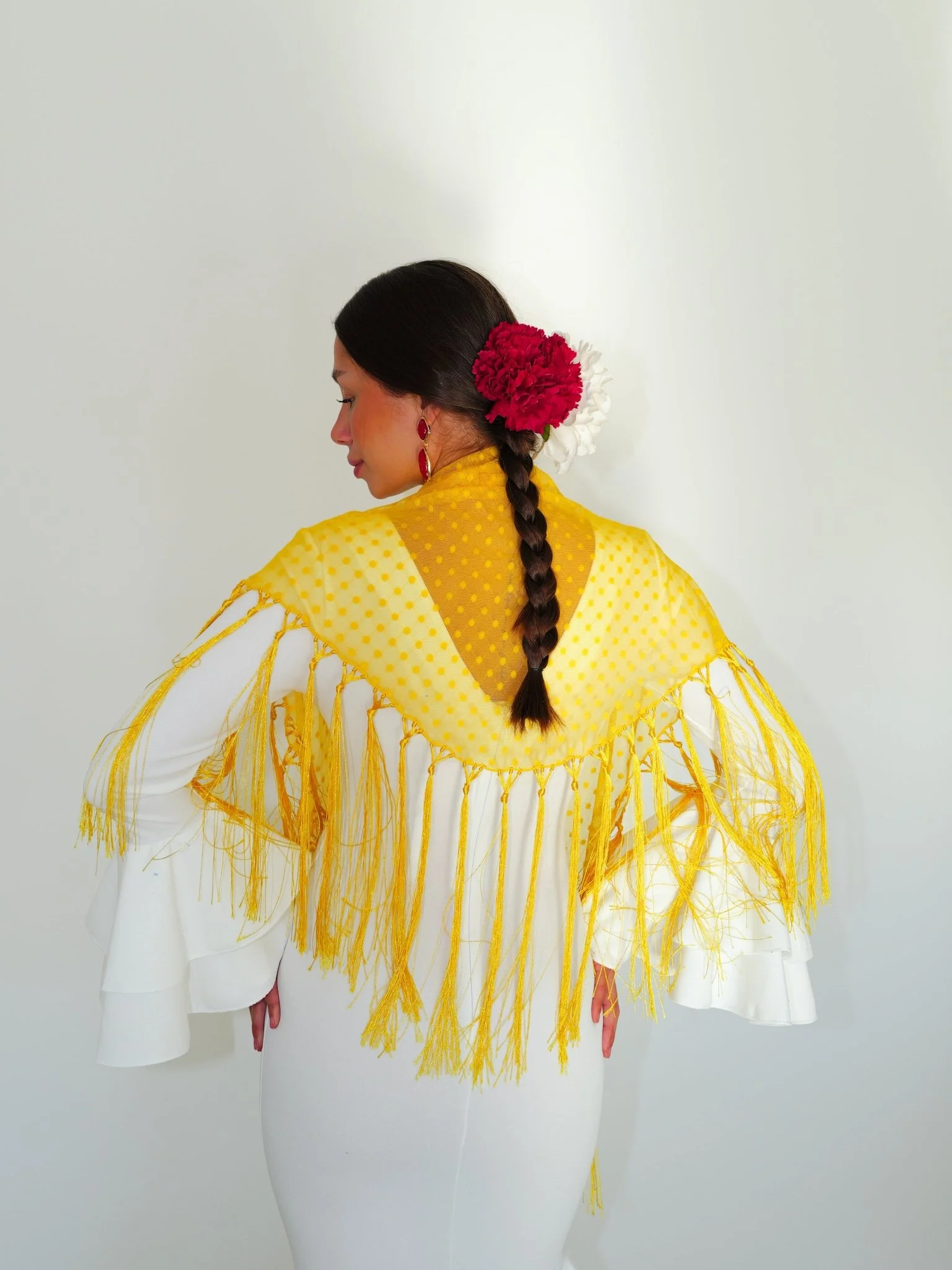 Mantón flamenca topos amarillo