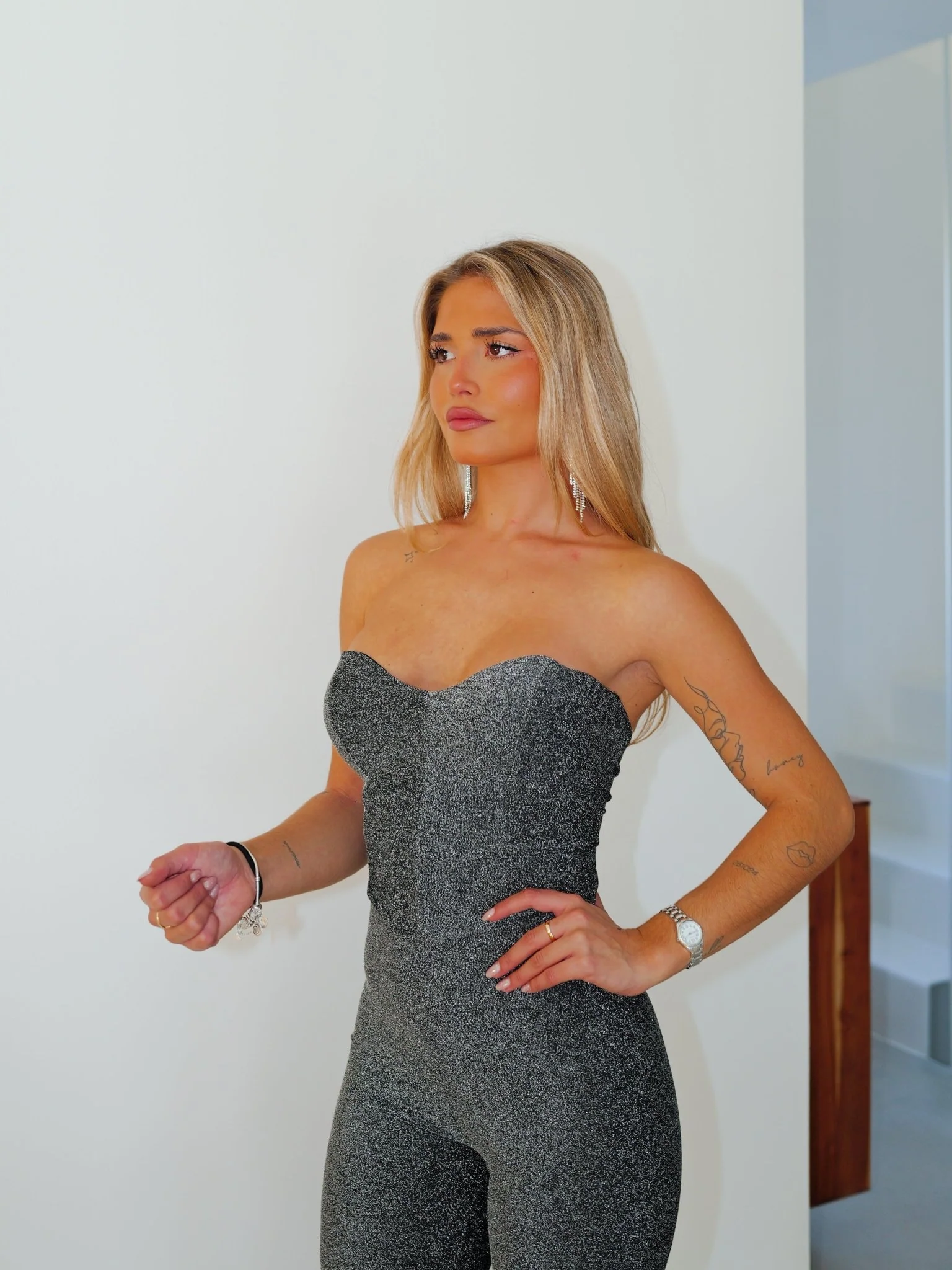Mono corsé lurex plata - Image 9