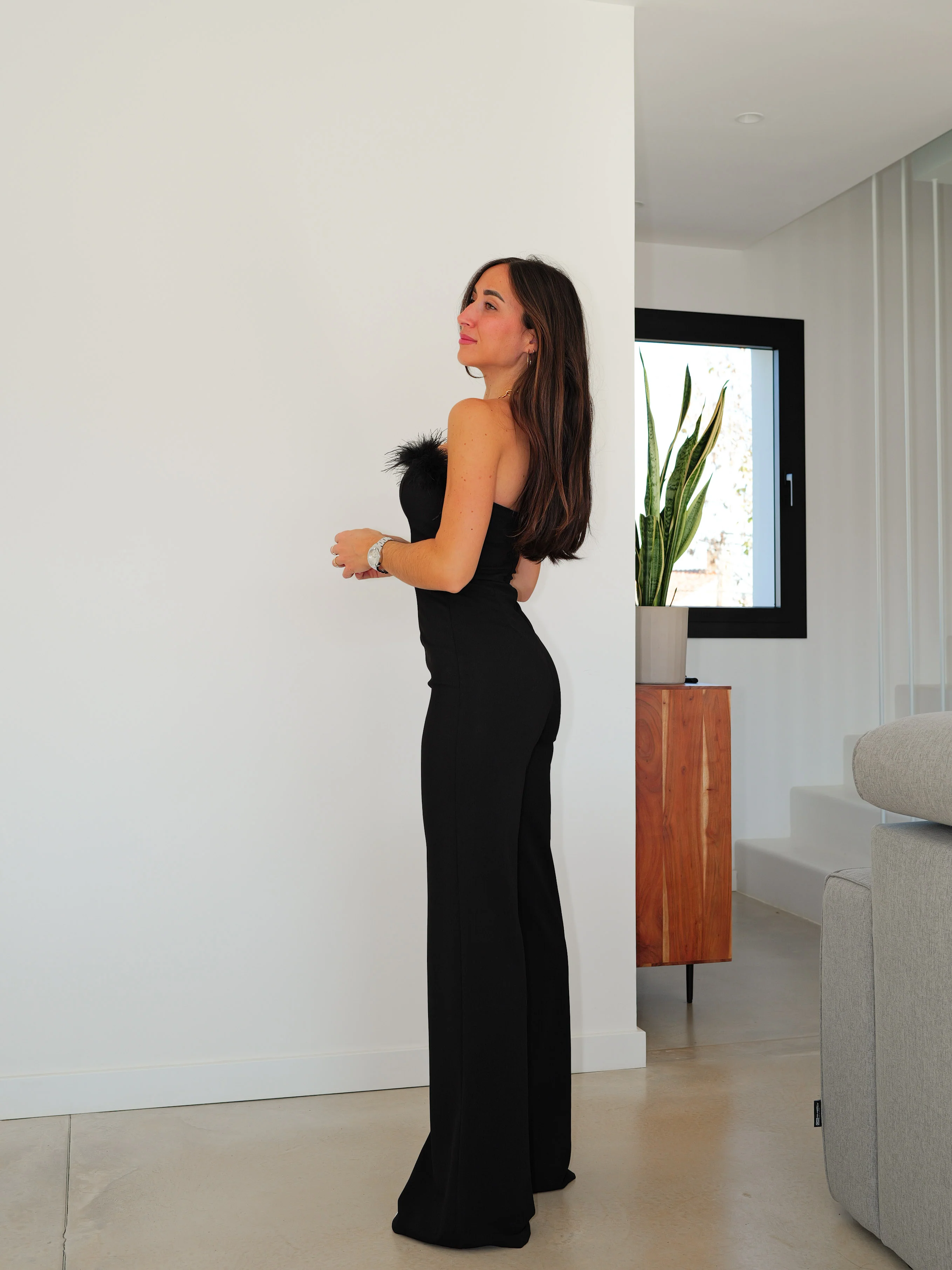 Mono largo plumas negro - Image 11