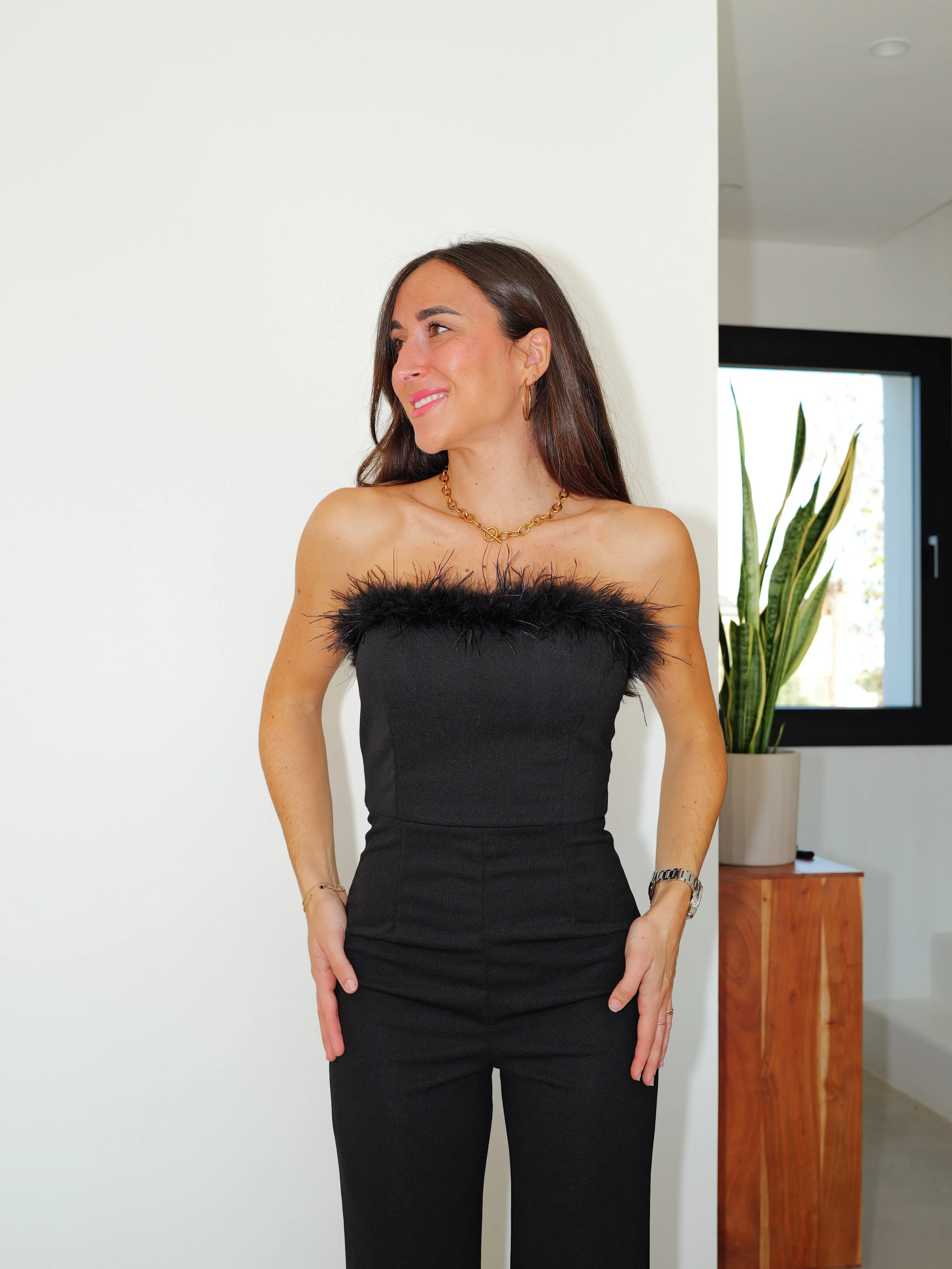 Mono largo plumas negro - Image 13