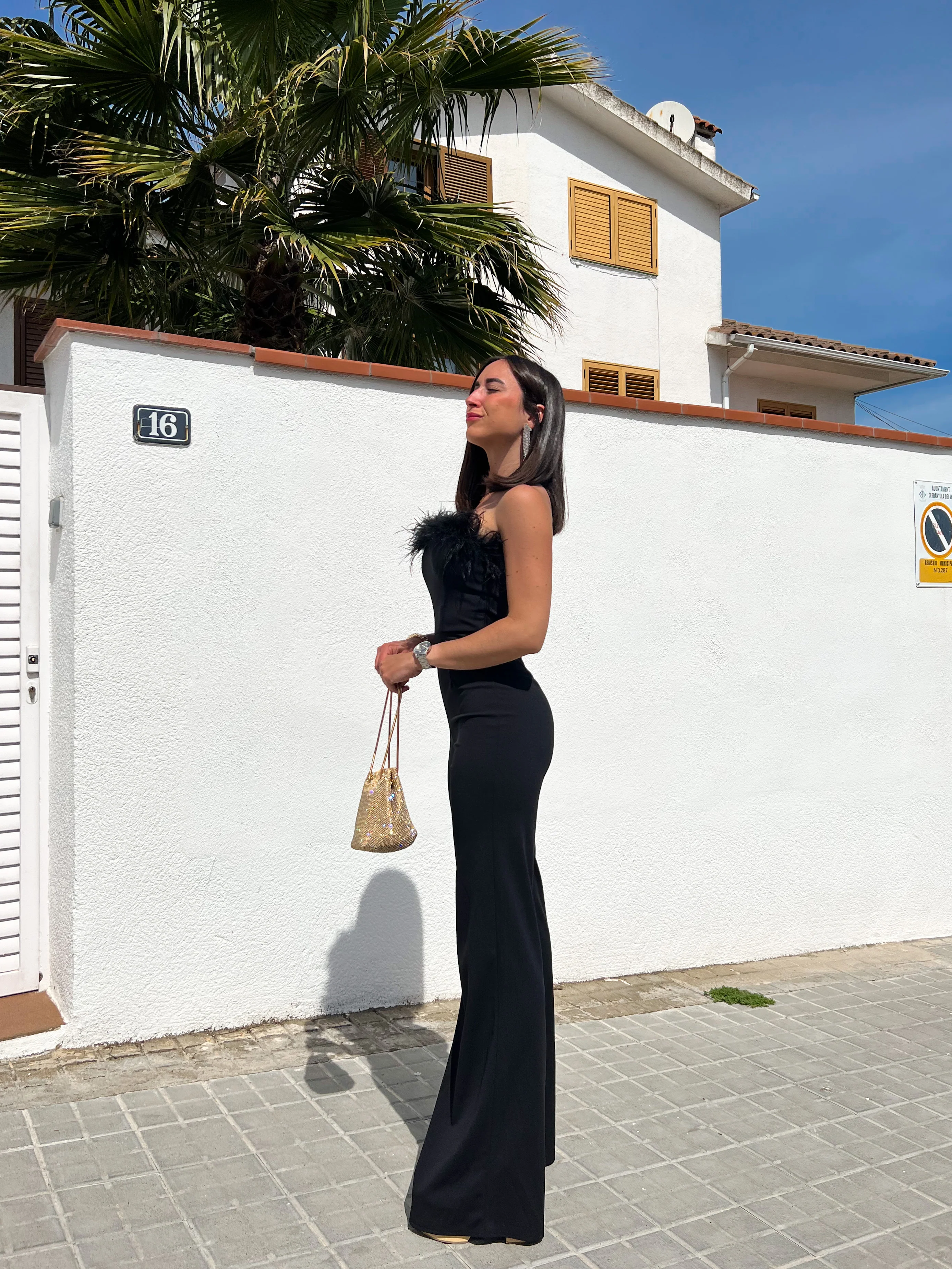 Mono largo plumas negro - Image 2