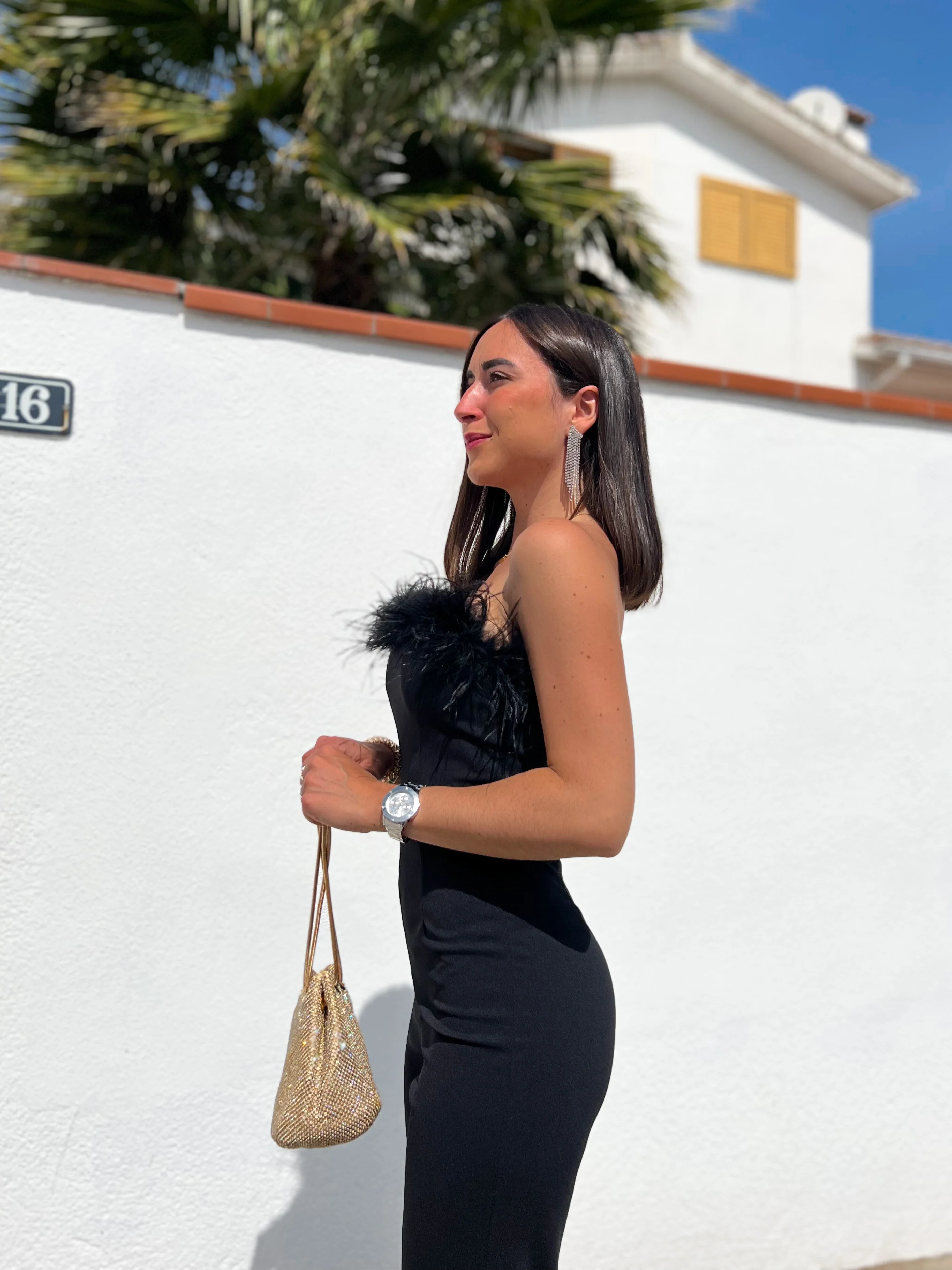 Mono largo plumas negro - Image 6