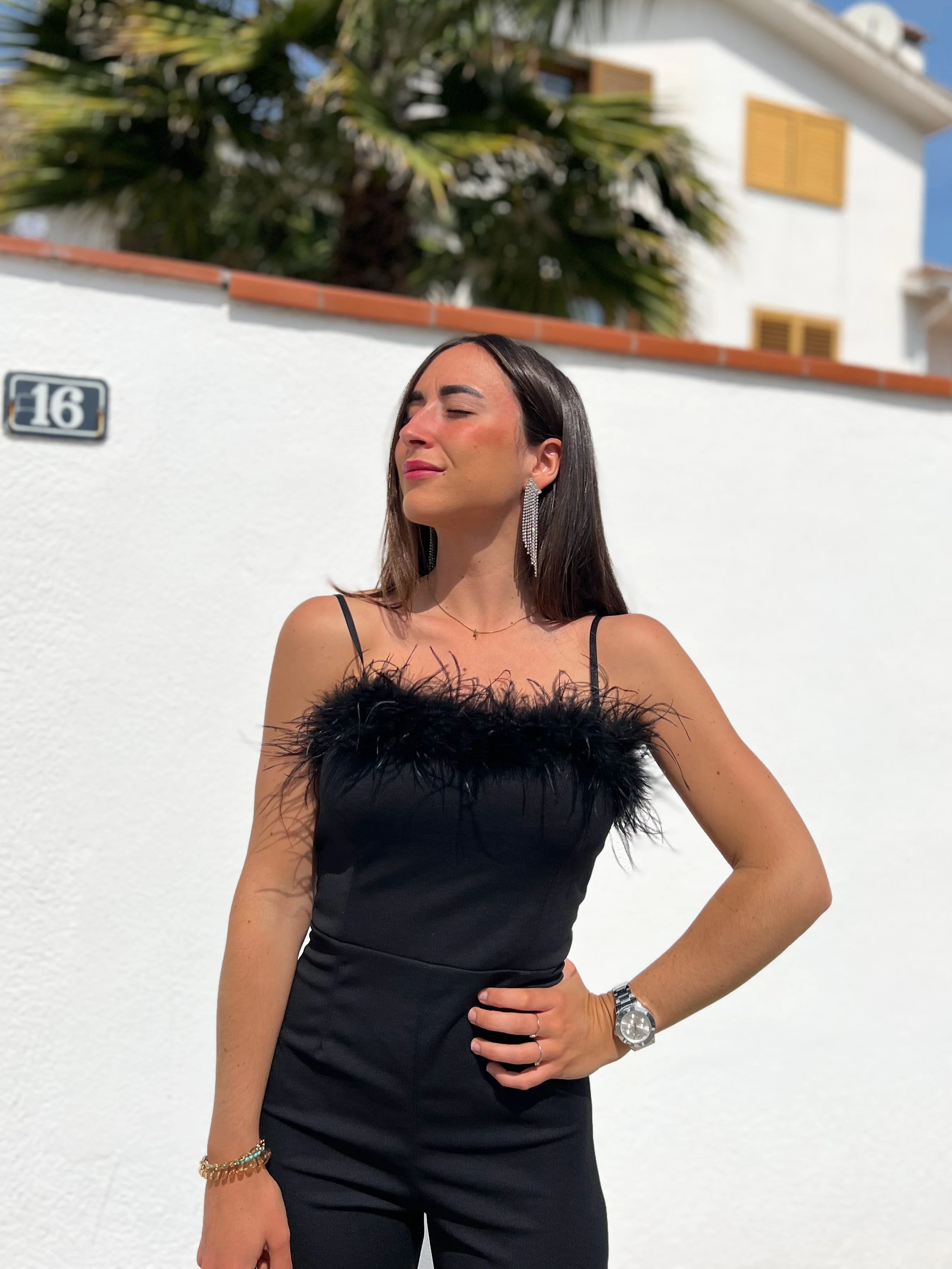 Mono largo plumas negro - Image 8