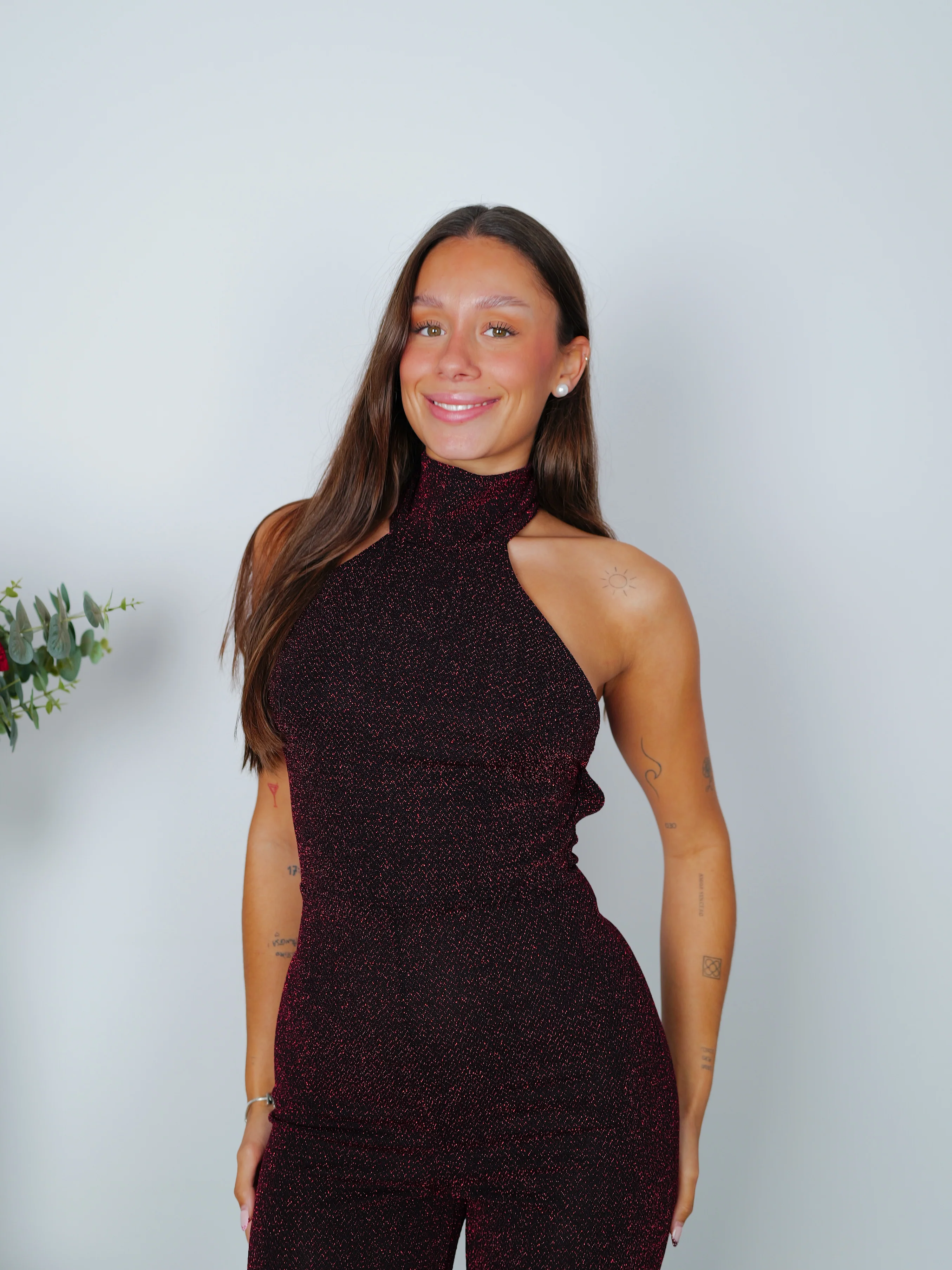 Mono lurex cuello halter burdeos - Image 5
