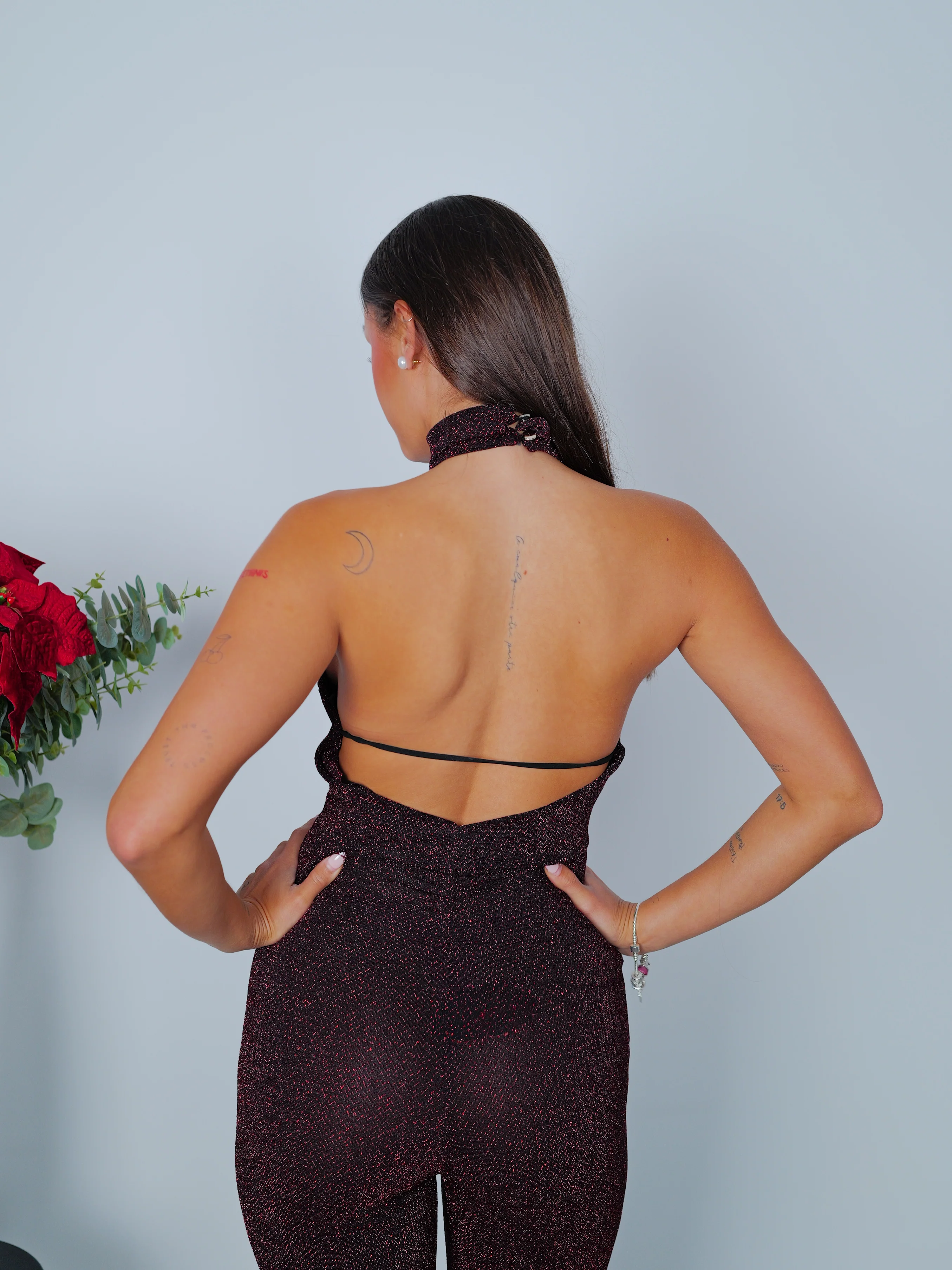 Mono lurex cuello halter burdeos - Image 6