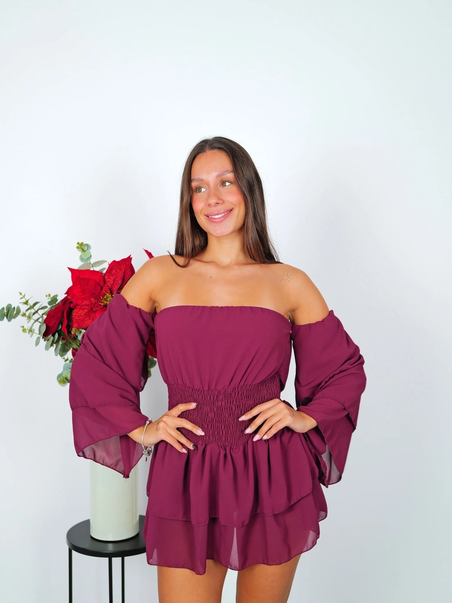 Mono mini romántico burdeos