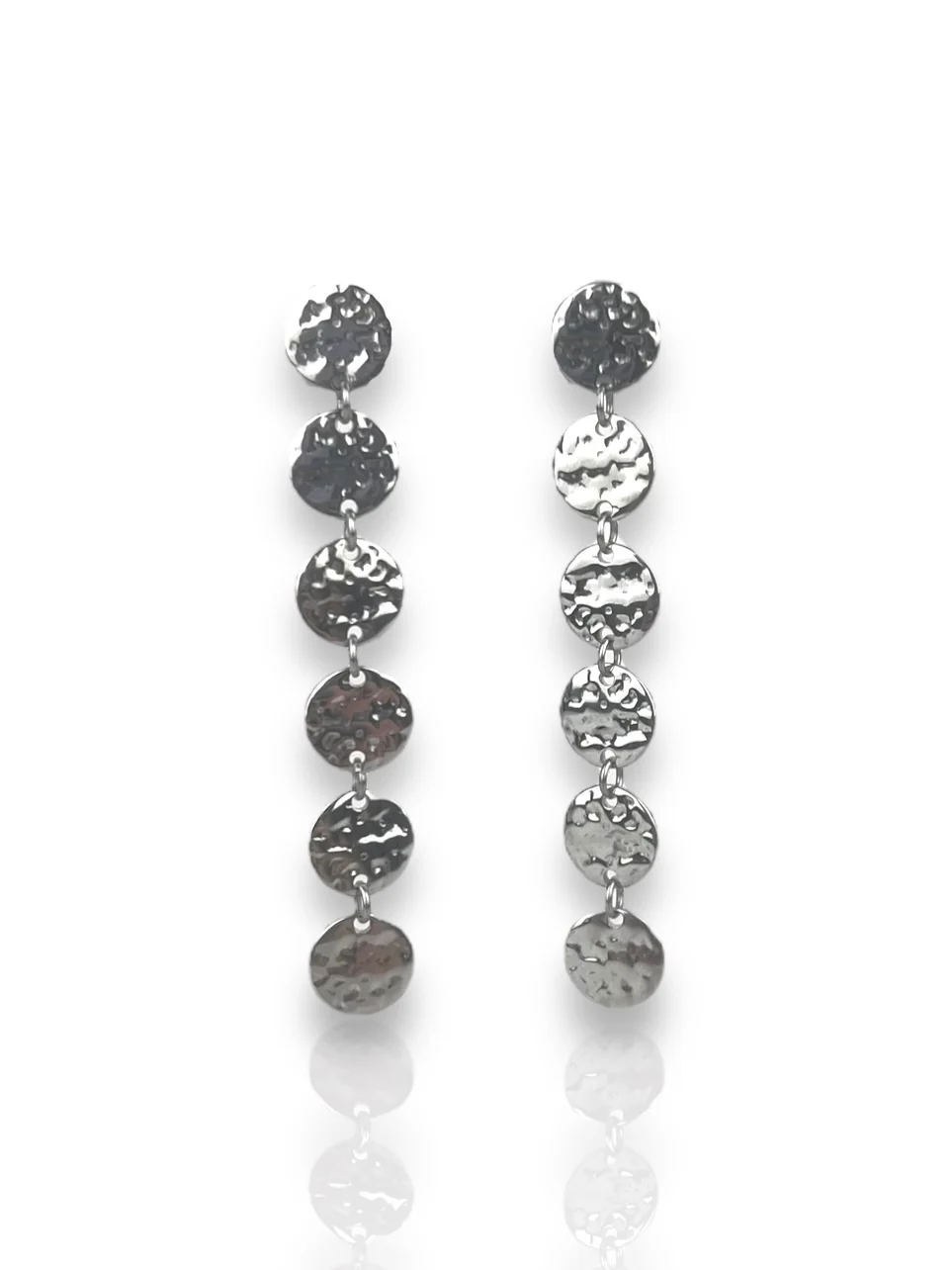 Pendientes cascada medallas plateados