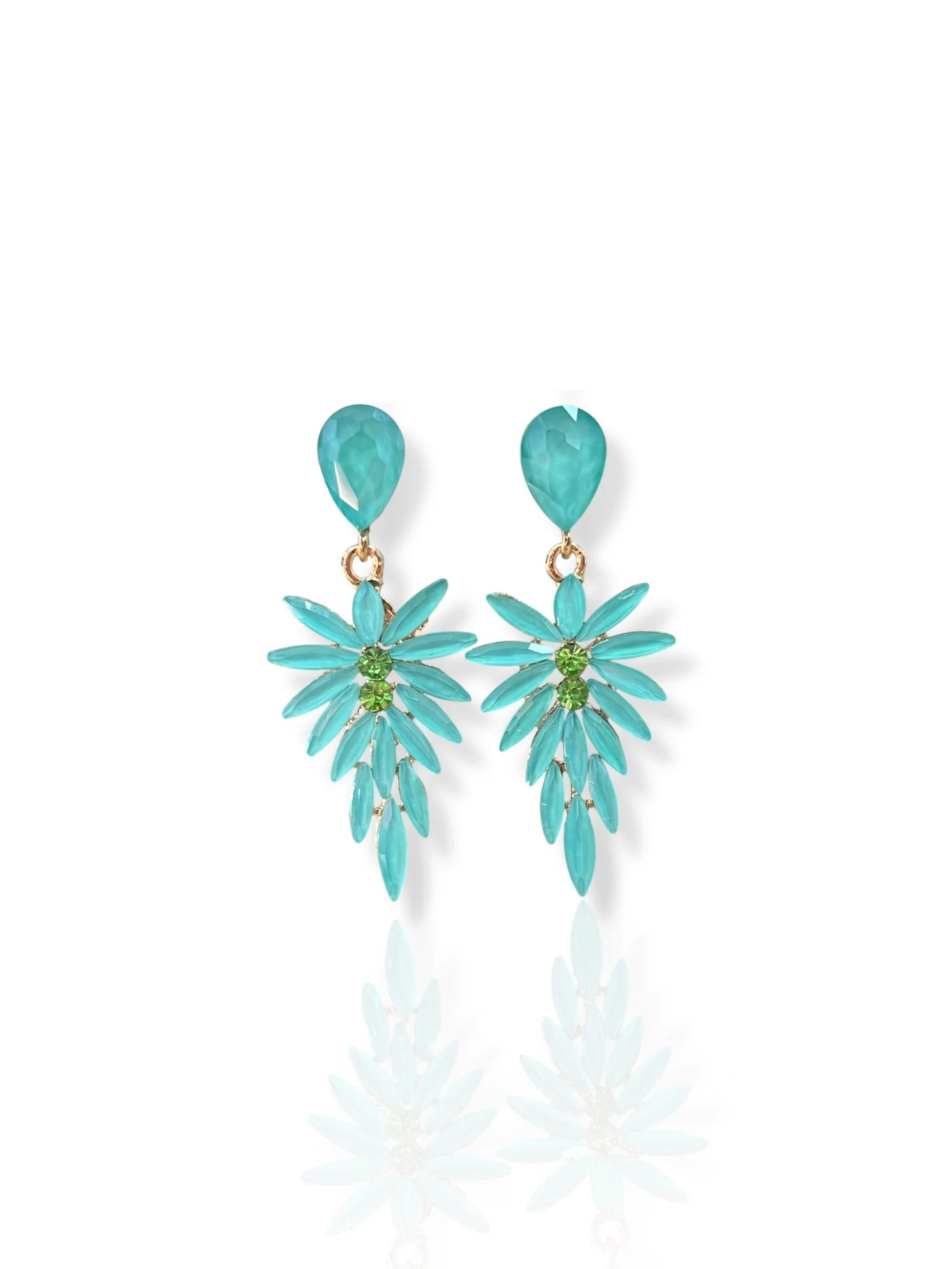 Pendientes hoja brillantes menta - Image 3