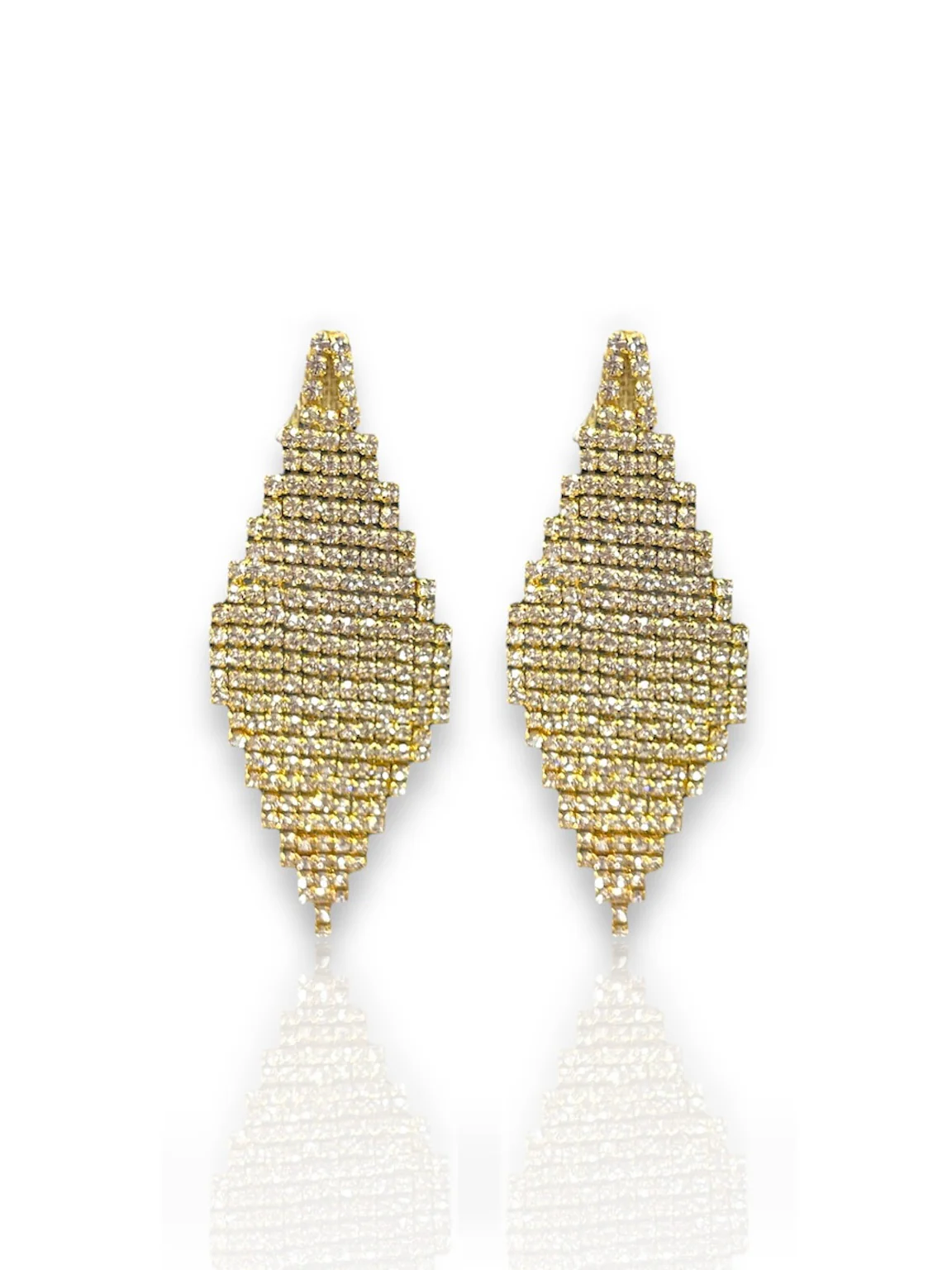 Pendientes rombos brillos dorado - Image 3