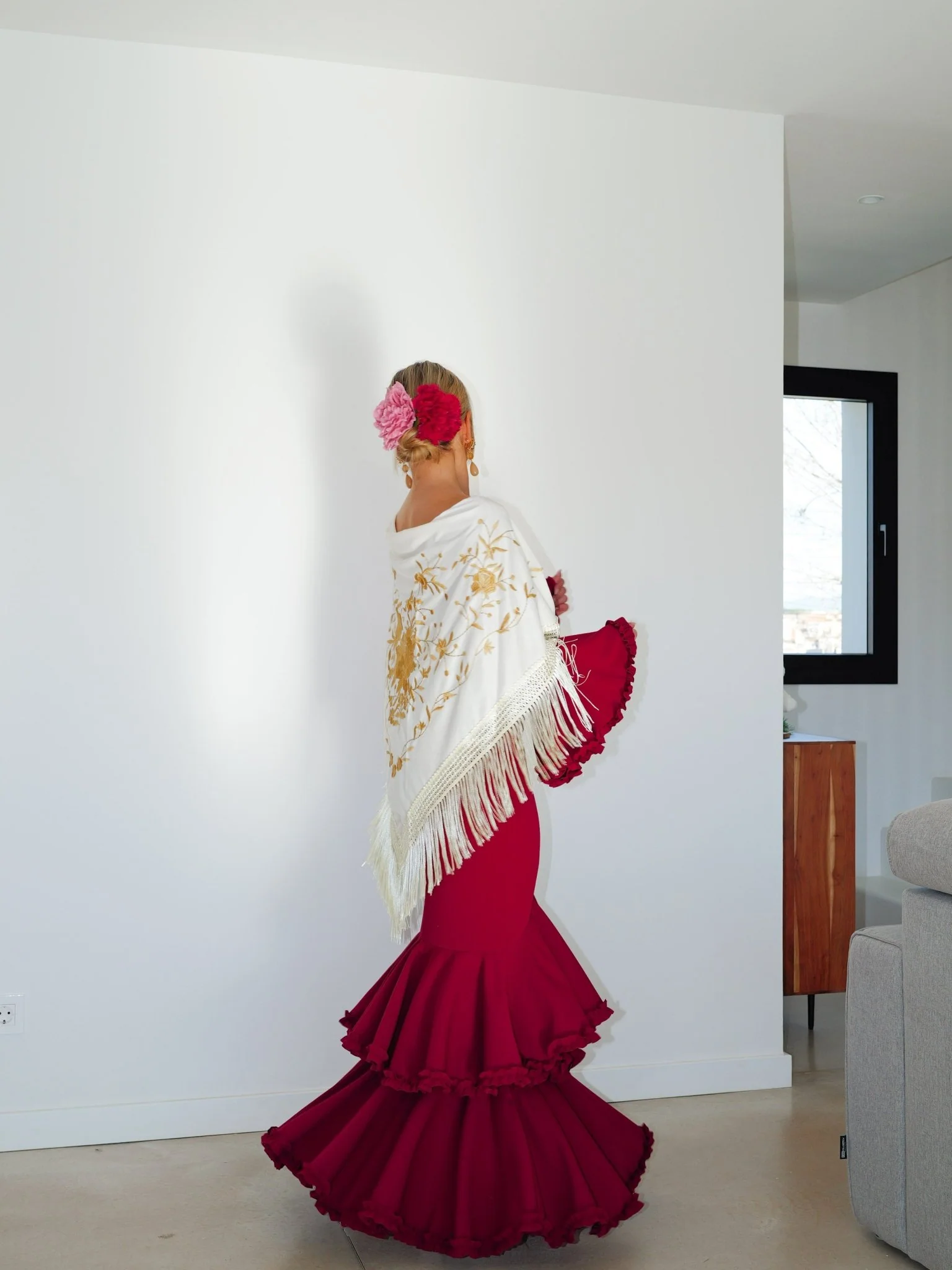 Traje flamenca asimétrico burdeos - Image 2