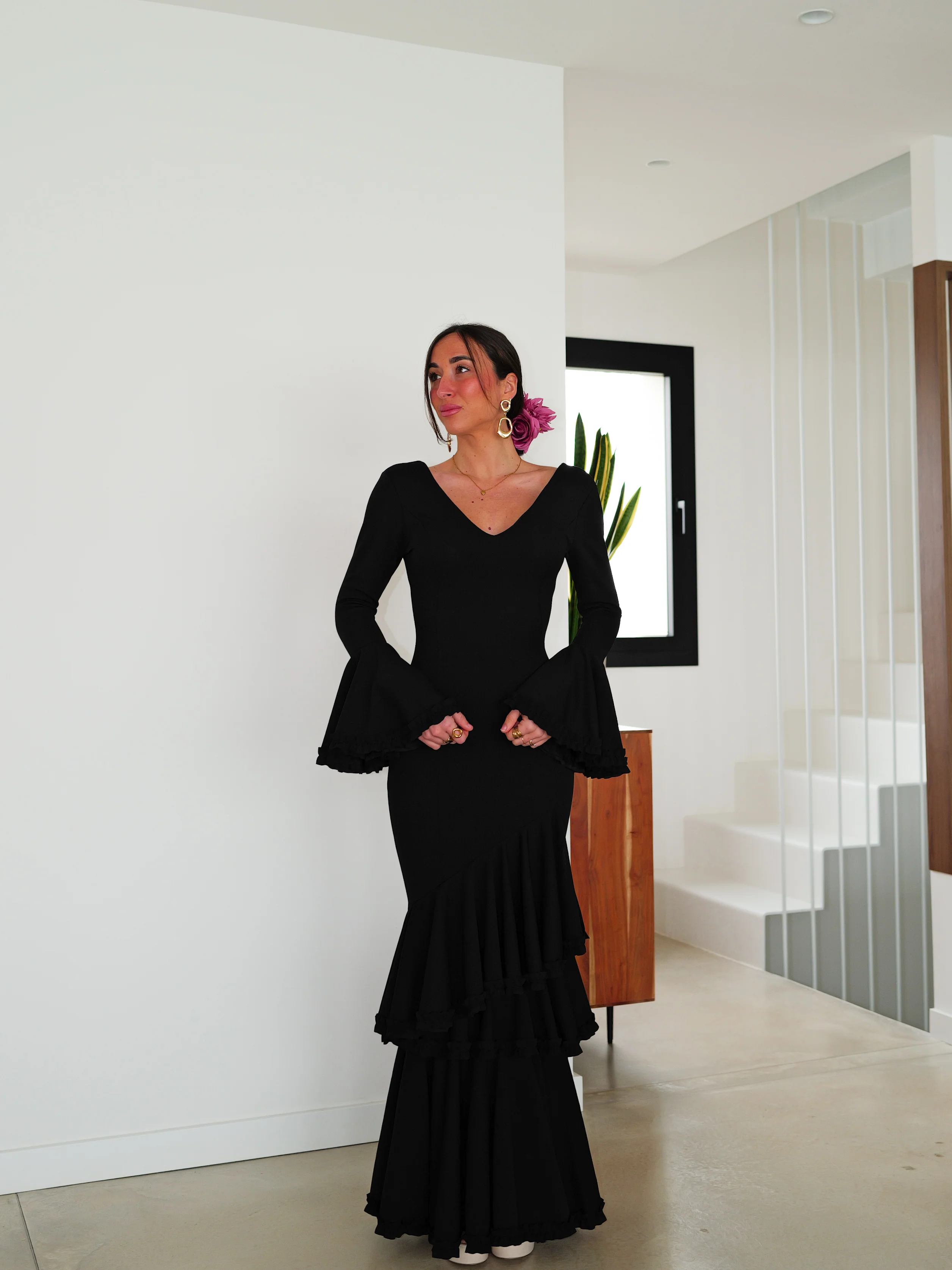 Traje flamenca asimétrico negro - Image 5