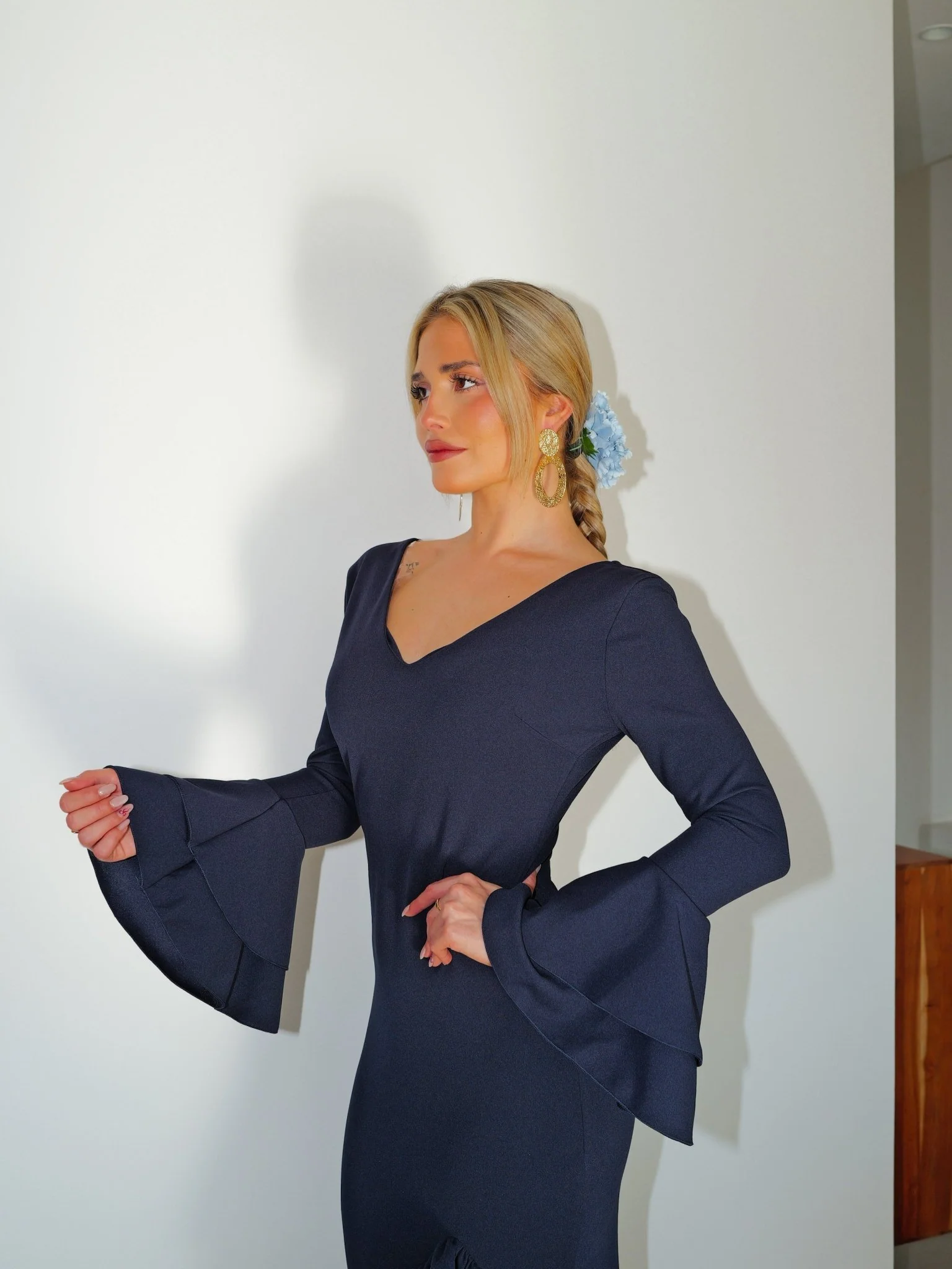 Traje flamenca asimetrico volantes marino - Image 8