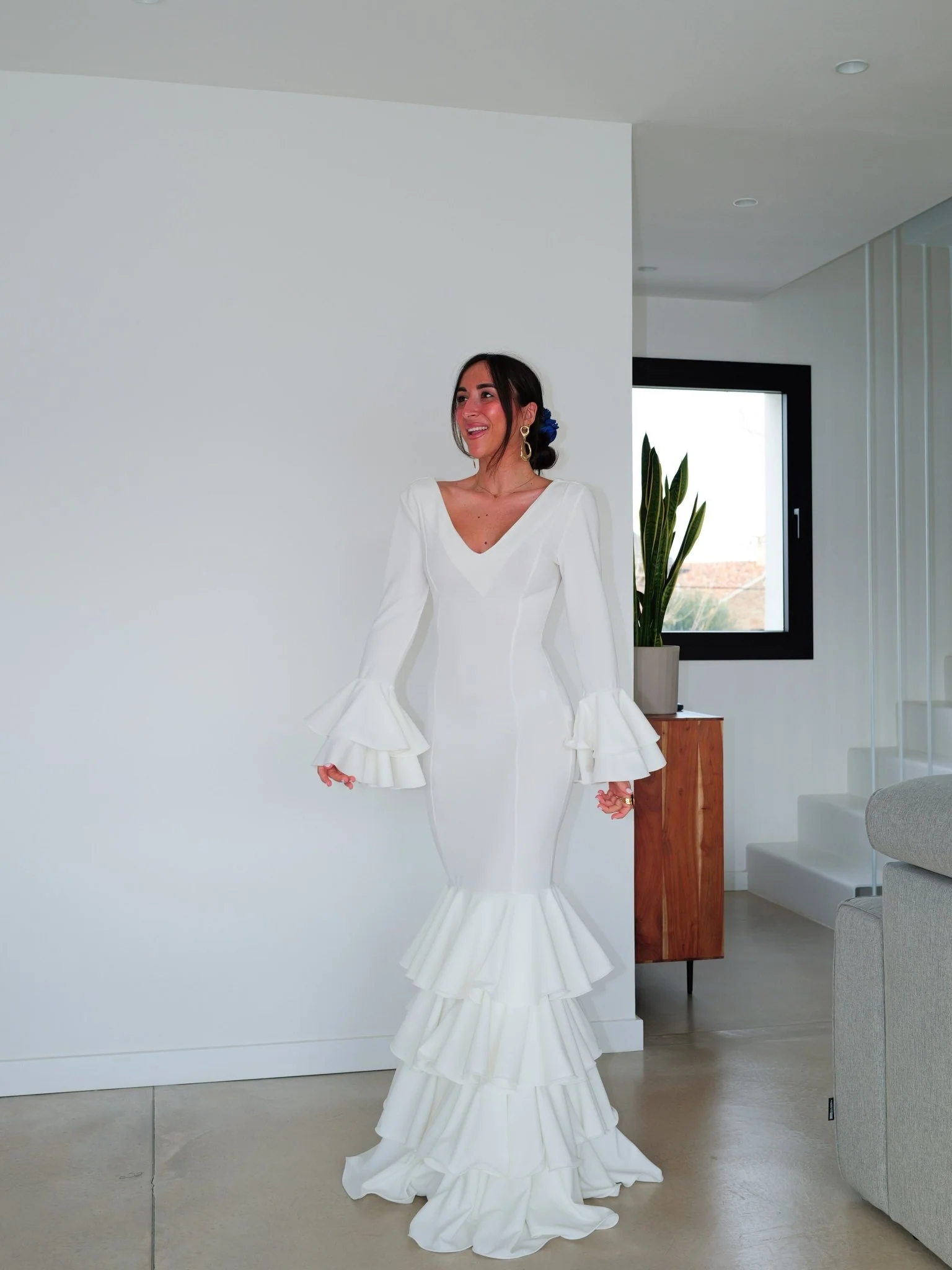 Traje flamenca volantes blanco - Image 4