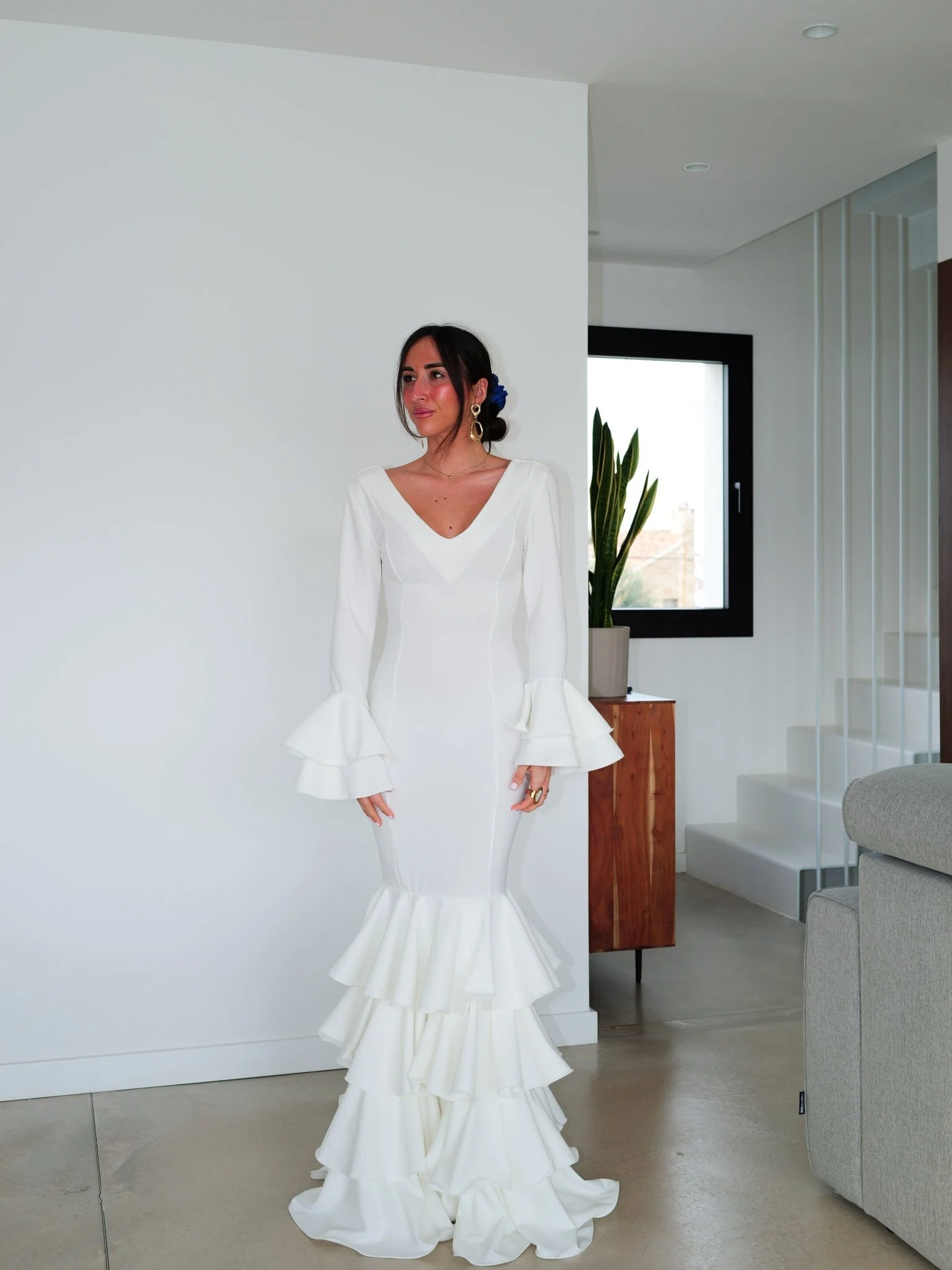 Traje flamenca volantes blanco - Image 5