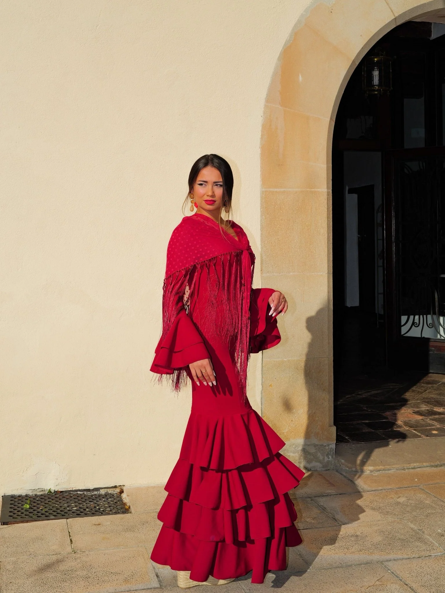 Traje flamenca volantes burdeos - Image 3