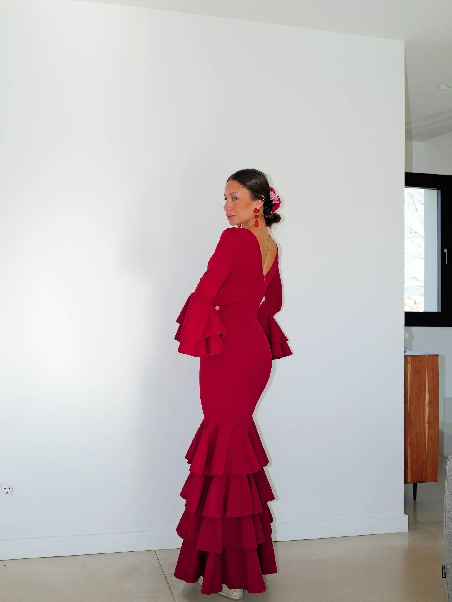Traje flamenca volantes burdeos - Image 6