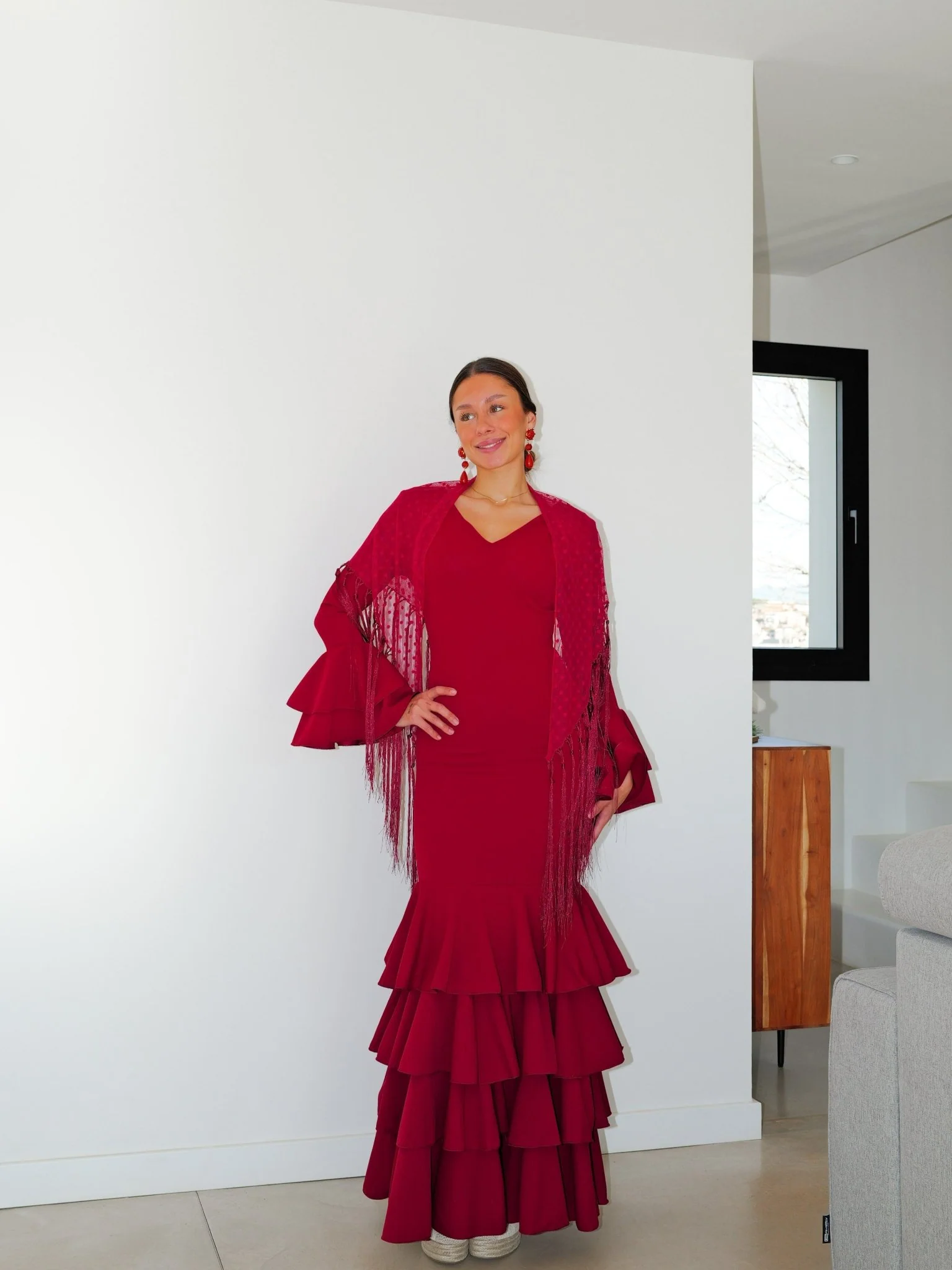 Traje flamenca volantes burdeos - Image 7