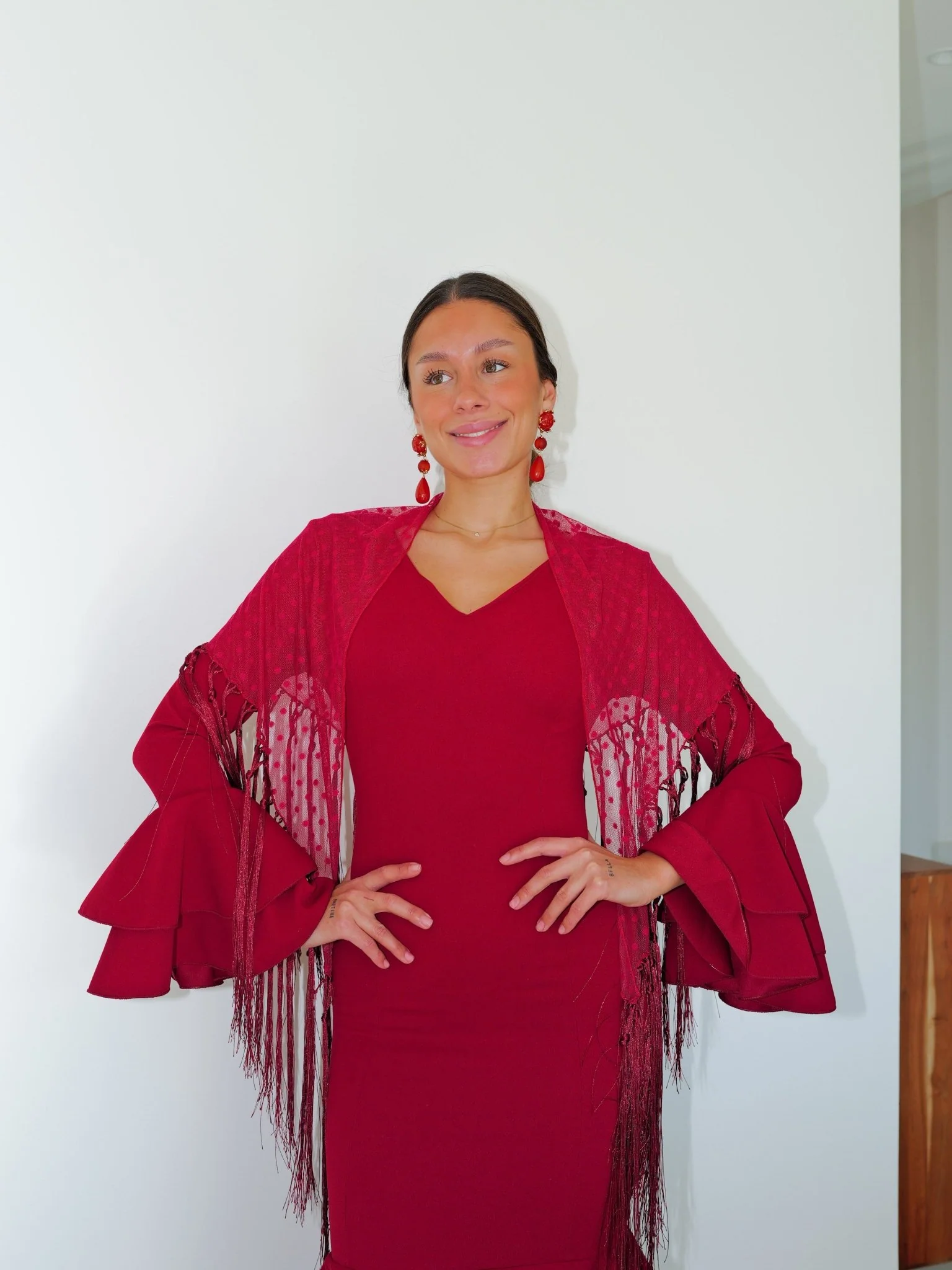 Traje flamenca volantes burdeos - Image 9
