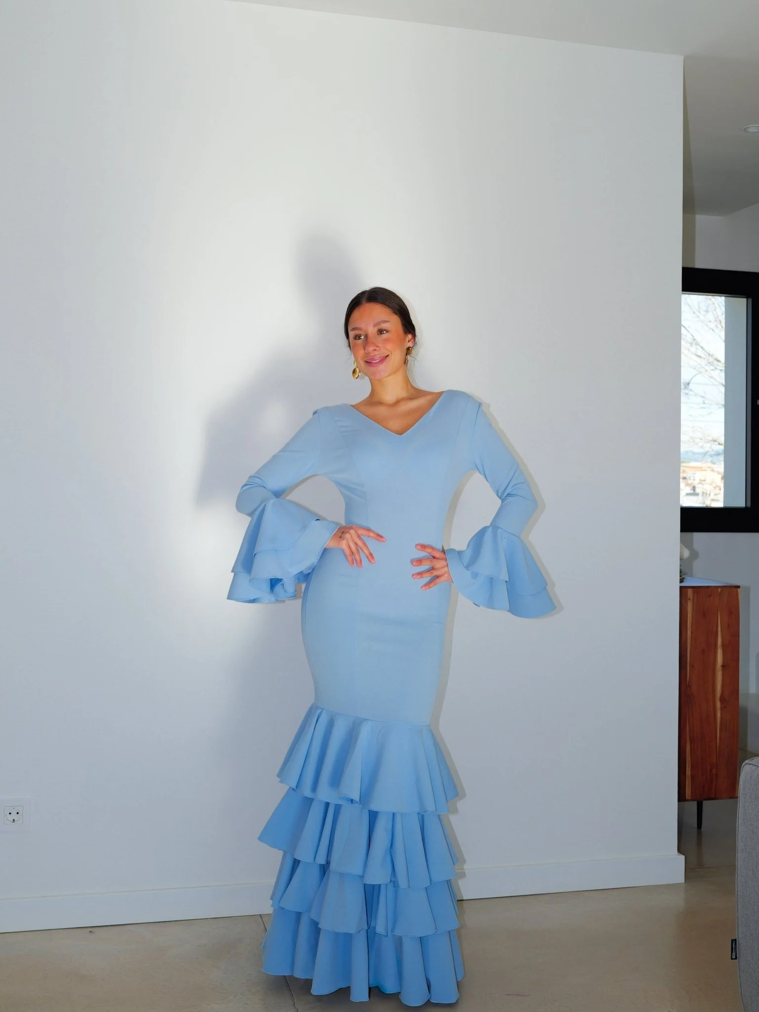 Traje flamenca volantes celeste - Image 8