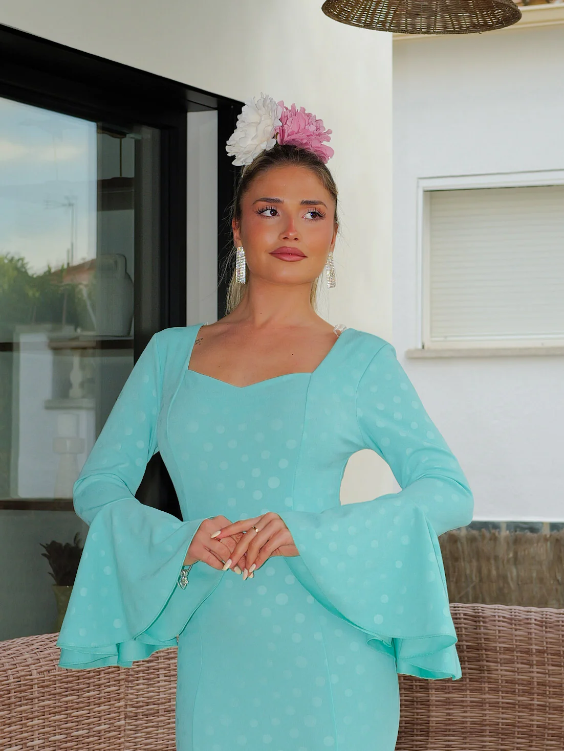 Traje flamenca volantes lunares celeste - Image 4