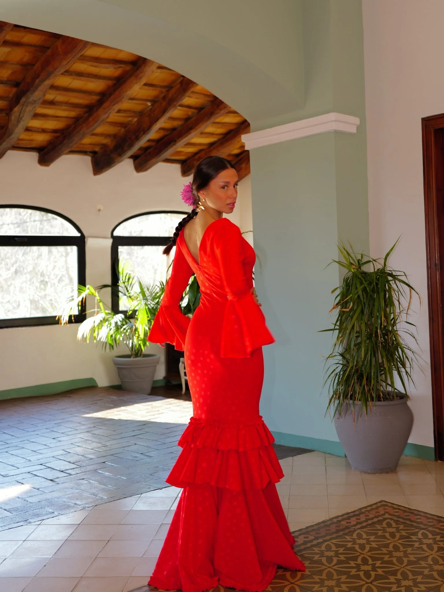 Traje flamenca volantes lunares rojo - Image 4