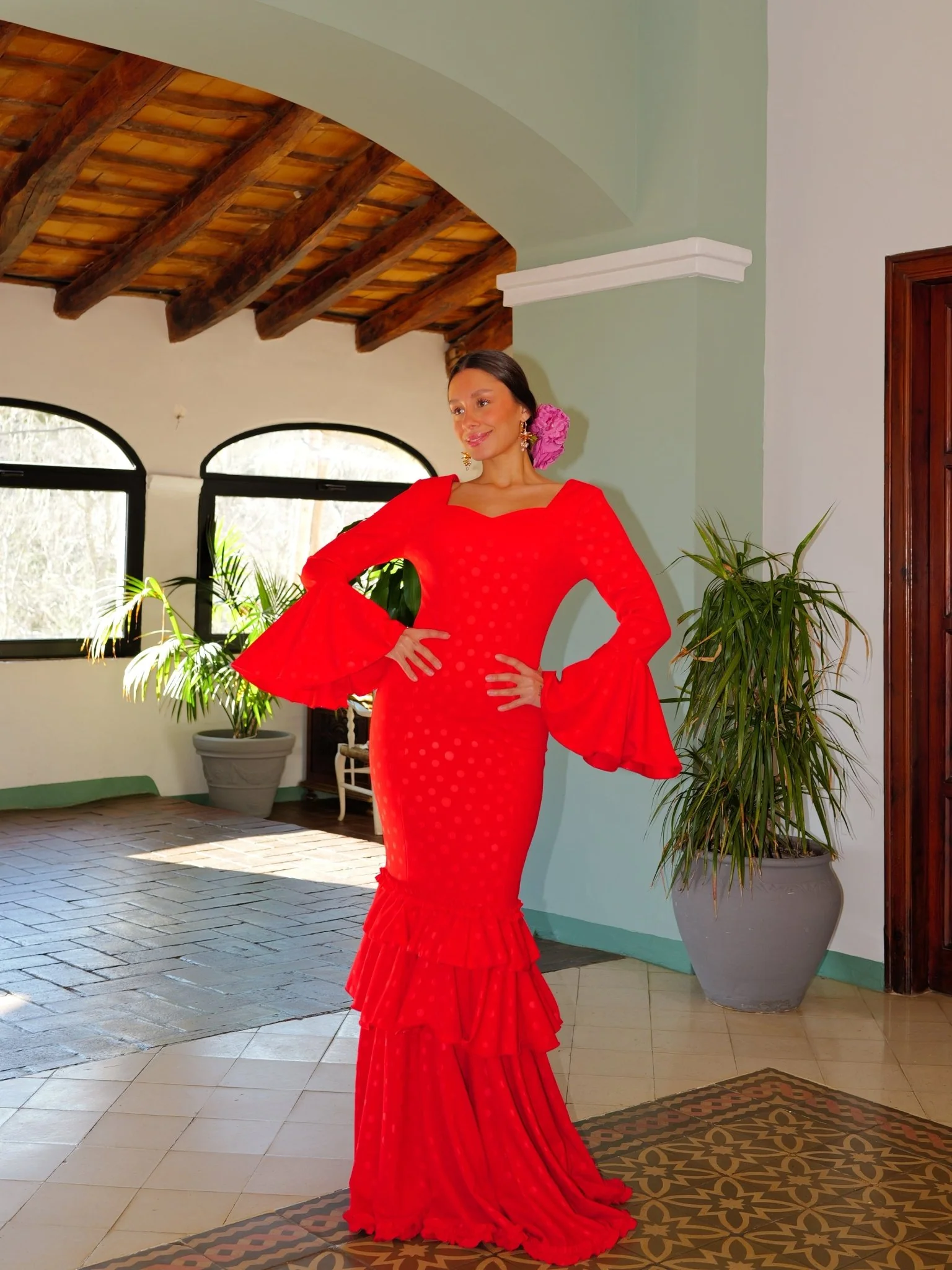 Traje flamenca volantes lunares rojo - Image 5
