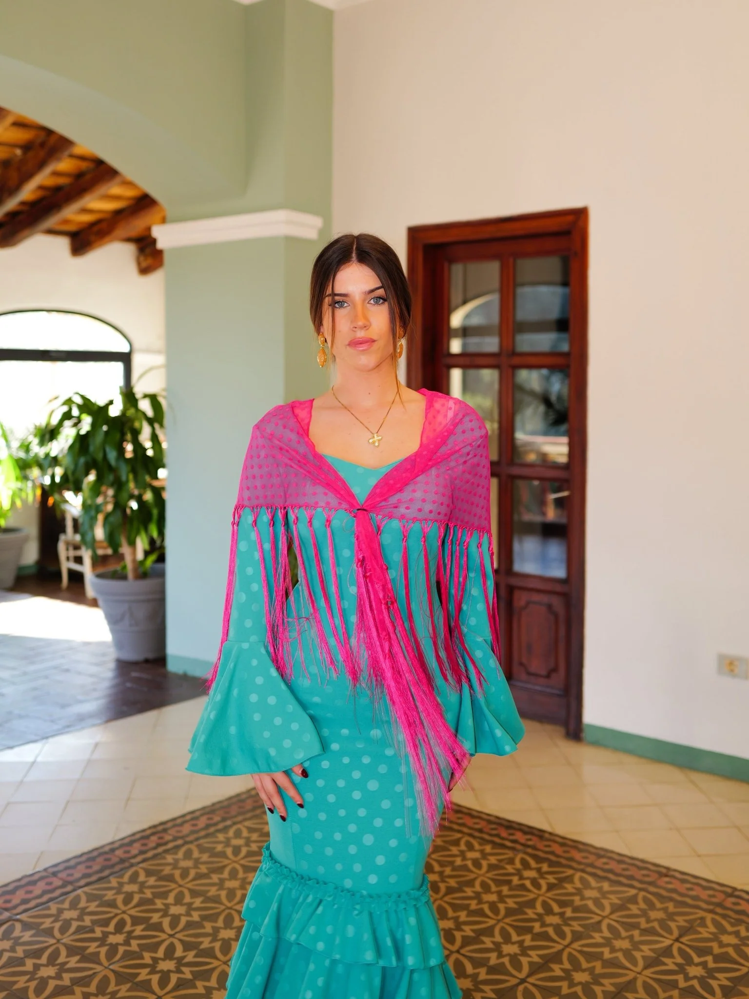 Traje flamenca volantes lunares turquesa - Image 6