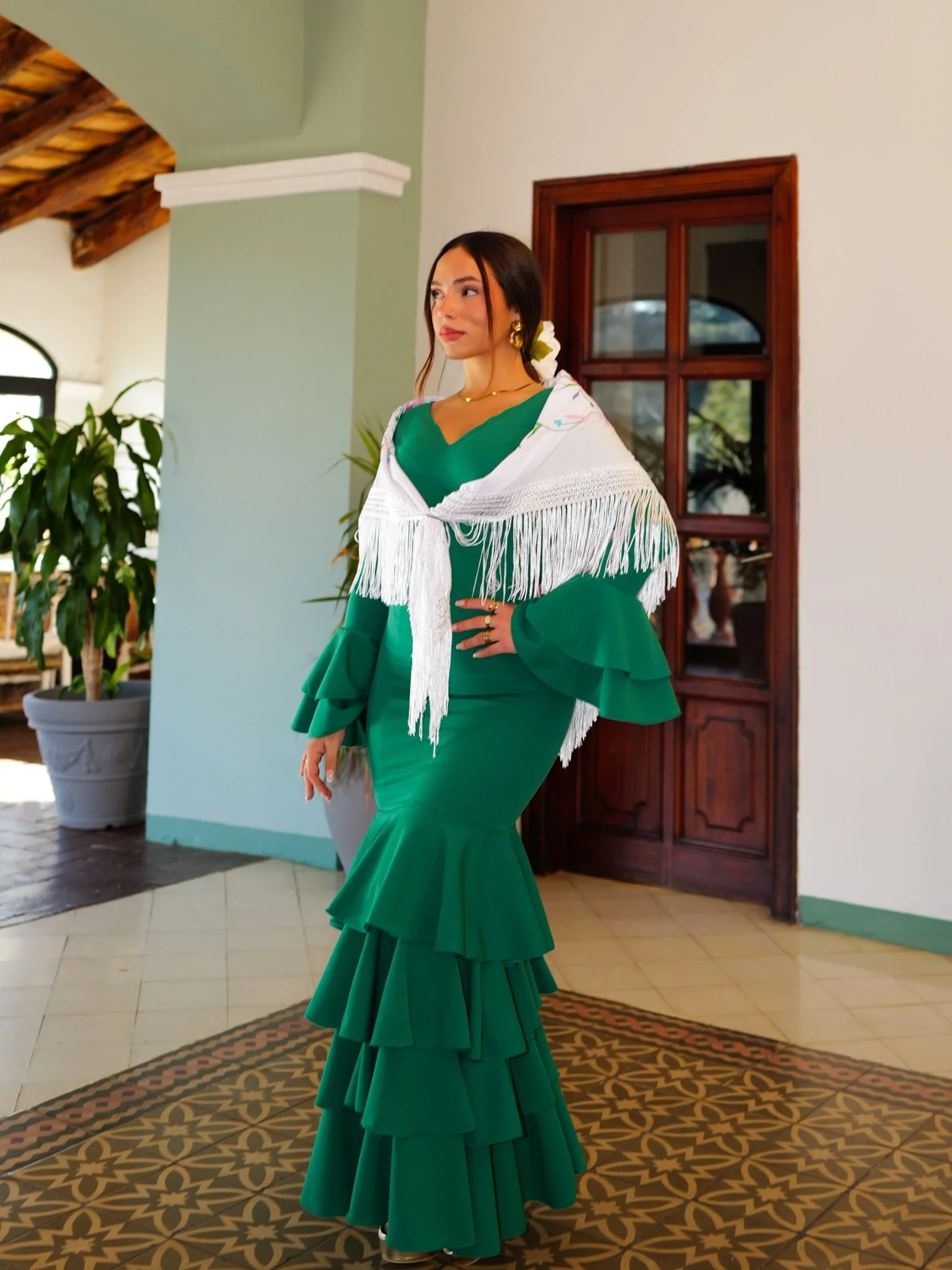 Traje flamenca volantes verde