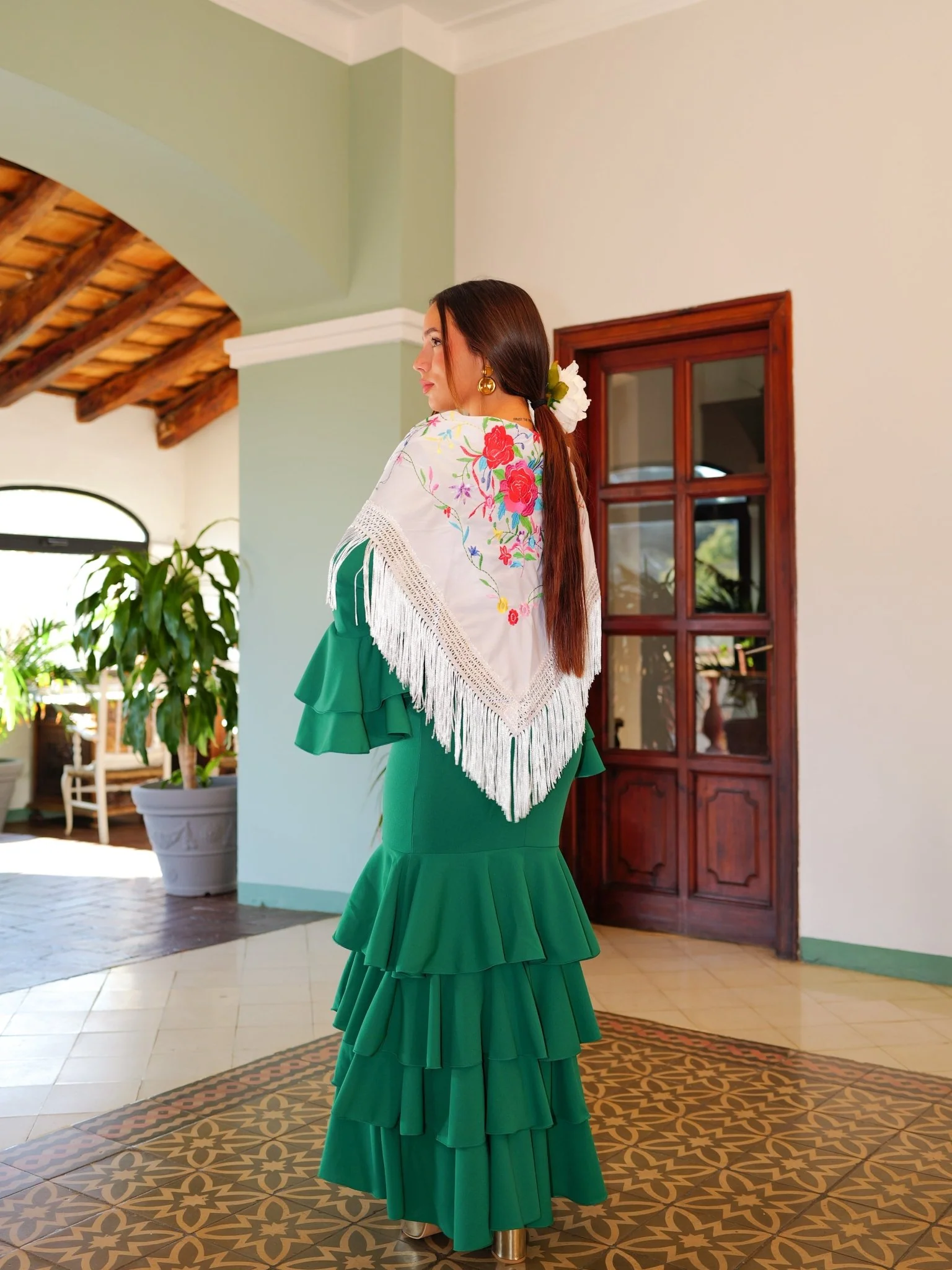 Traje flamenca volantes verde - Image 4